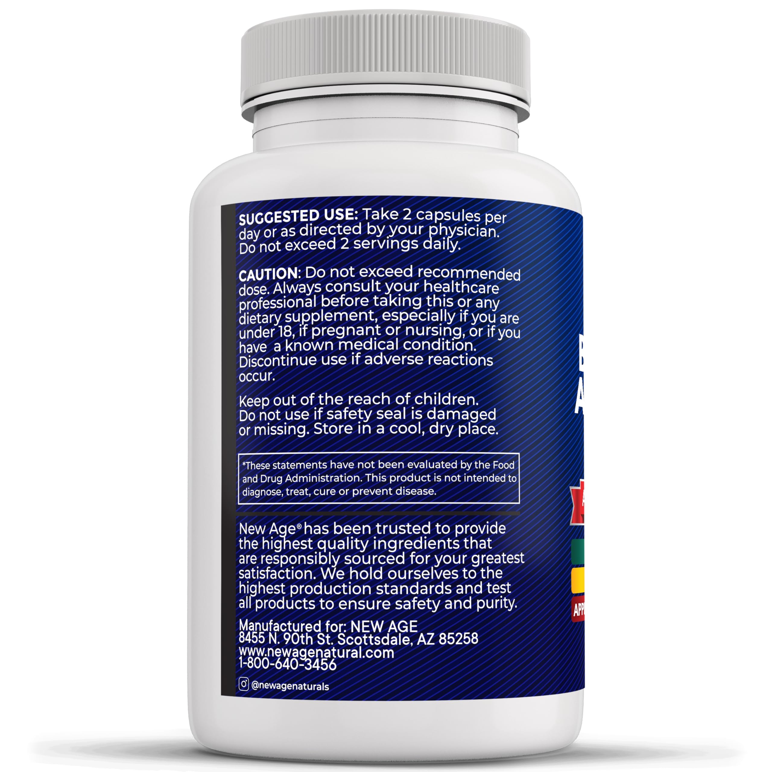 NEW AGE Sea Moss Capsules displayed with herbal supplements