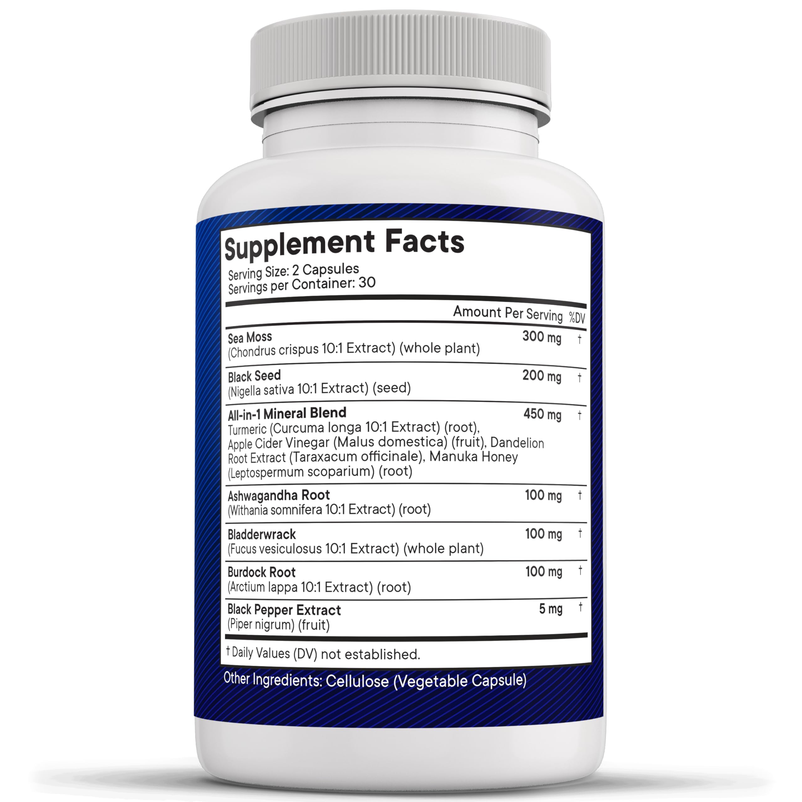 NEW AGE Sea Moss Capsules with a measuring spoon for dosage