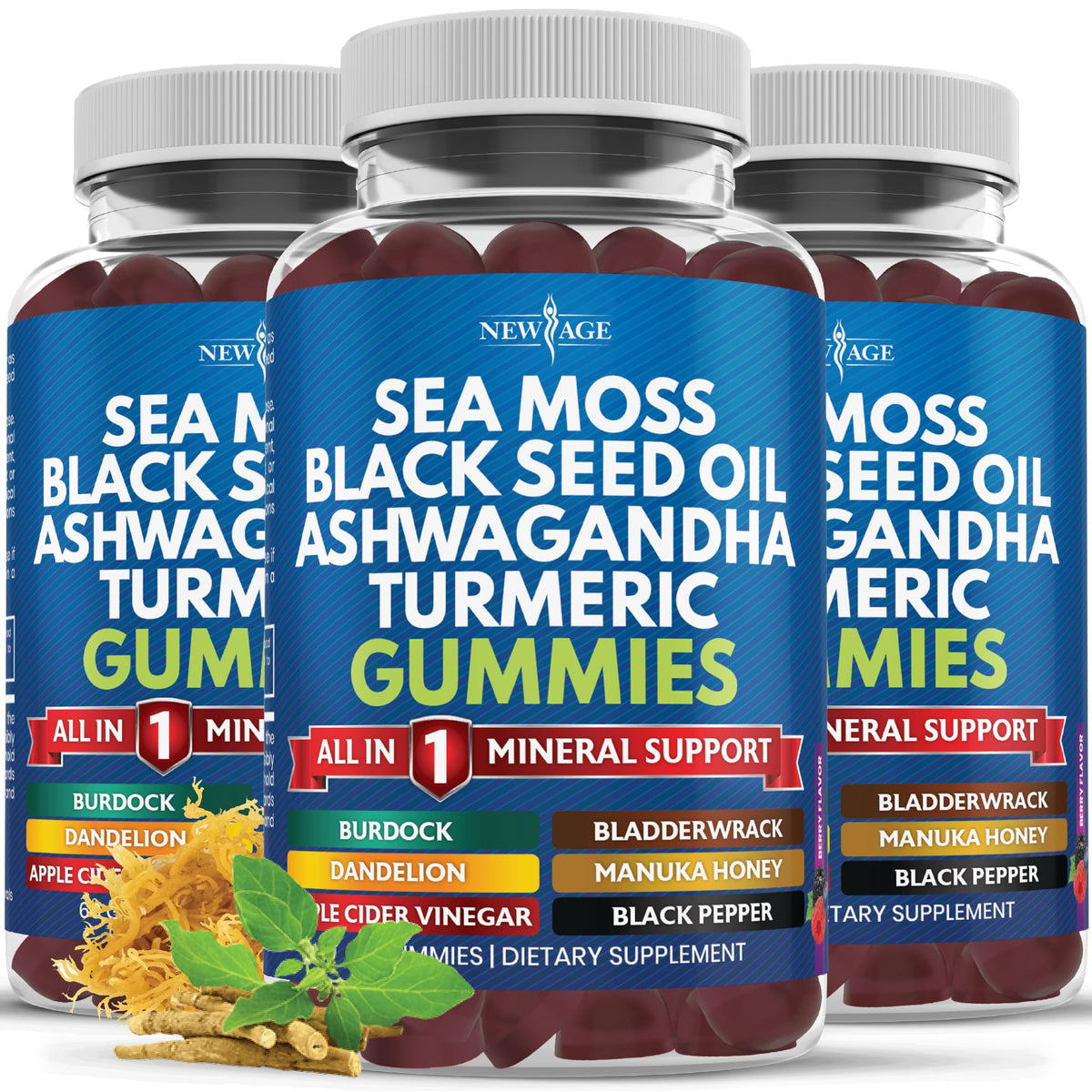 NEW AGE Sea Moss Gummies 10-in-1 Supplement front view
