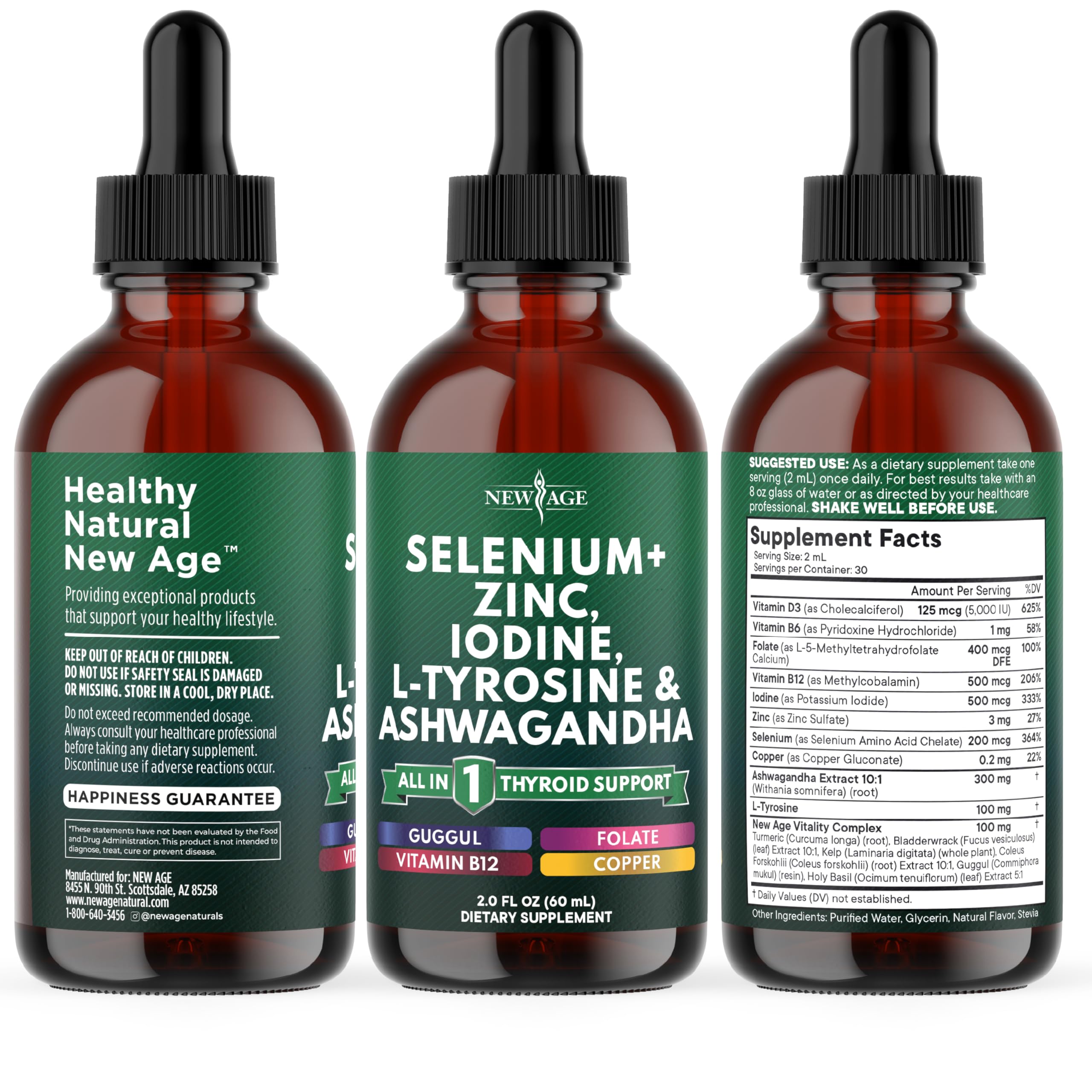 NEW AGE Selenium + Adaptogen Drops 85g back view