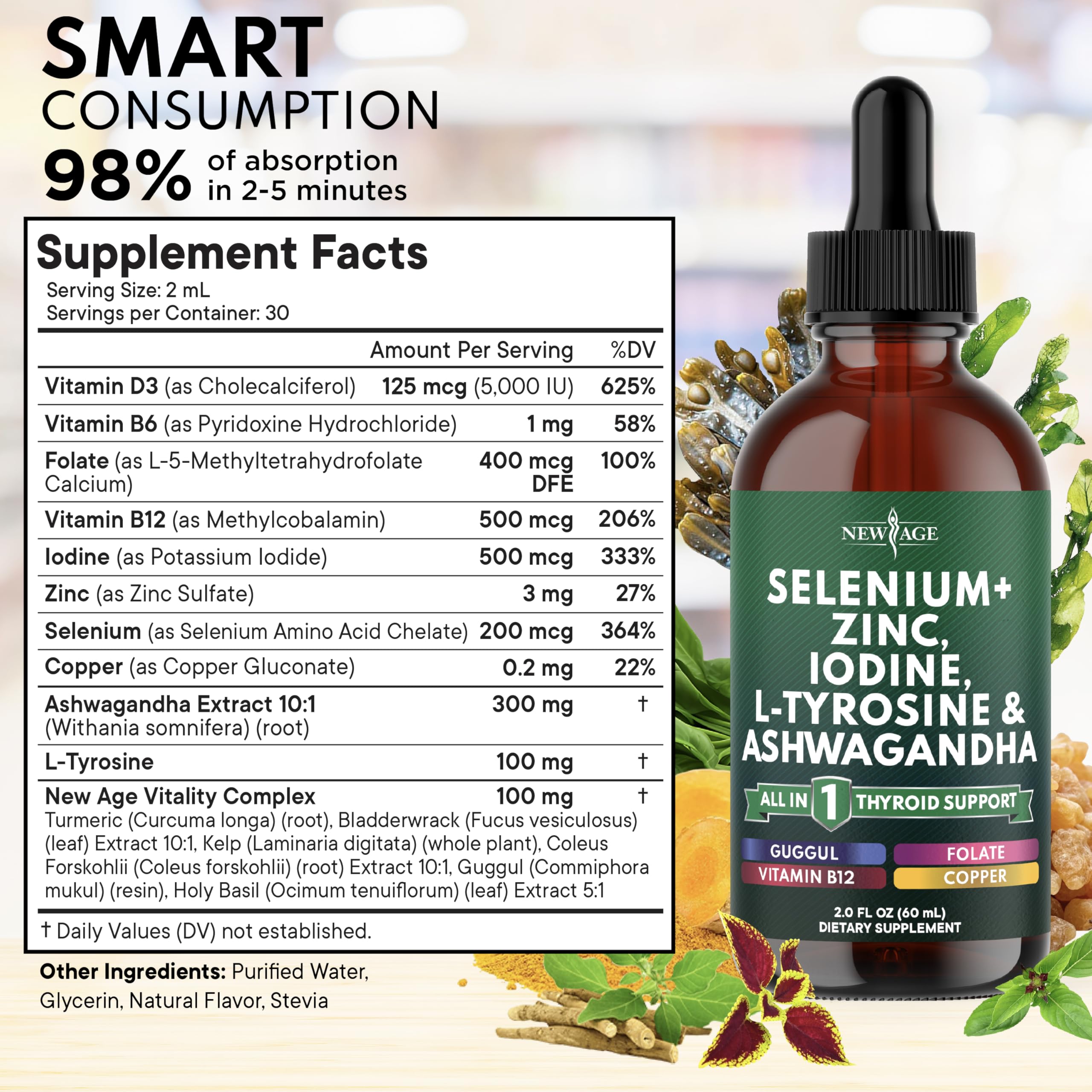 NEW AGE Selenium + Adaptogen Drops 85g ingredients list