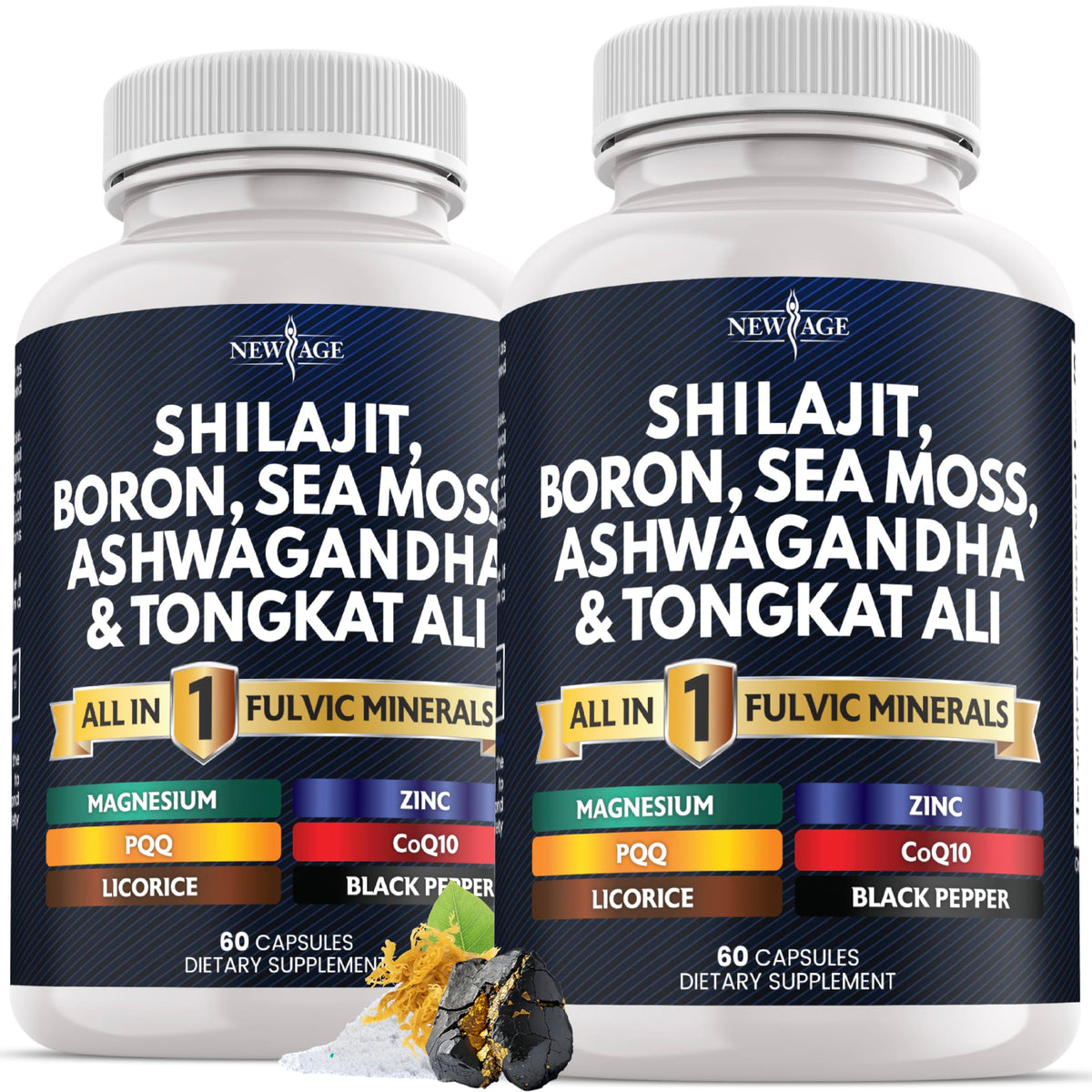 NEW AGE Shilajit Supplement 120 capsules front view