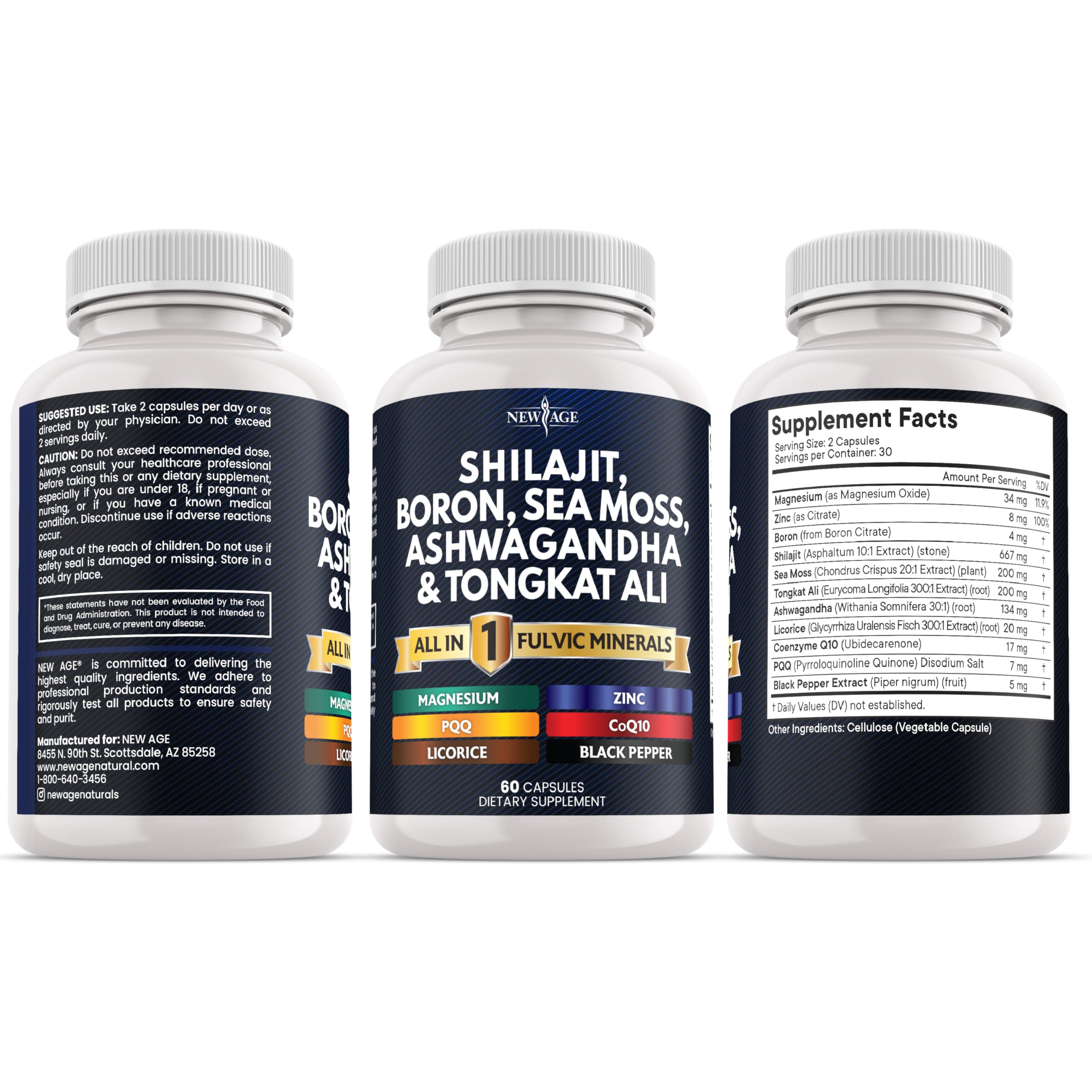 NEW AGE Shilajit Supplement displayed with herbal ingredients