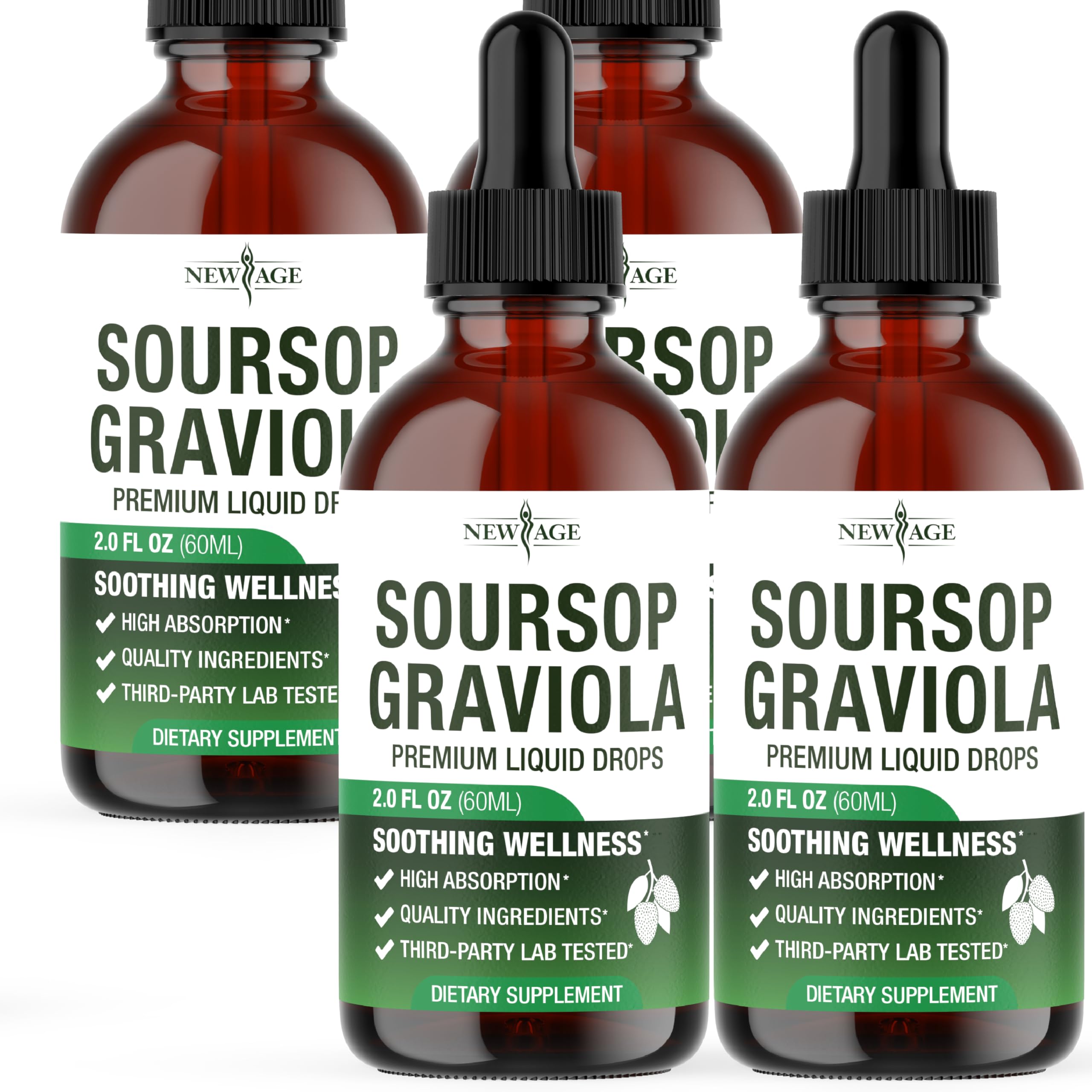 NEW AGE Soursop Drops bottle front view with label