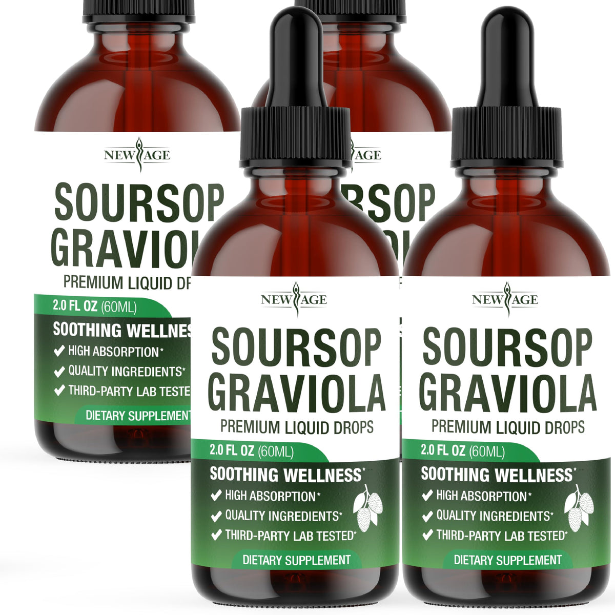 NEW AGE Soursop Drops bottle front view with label