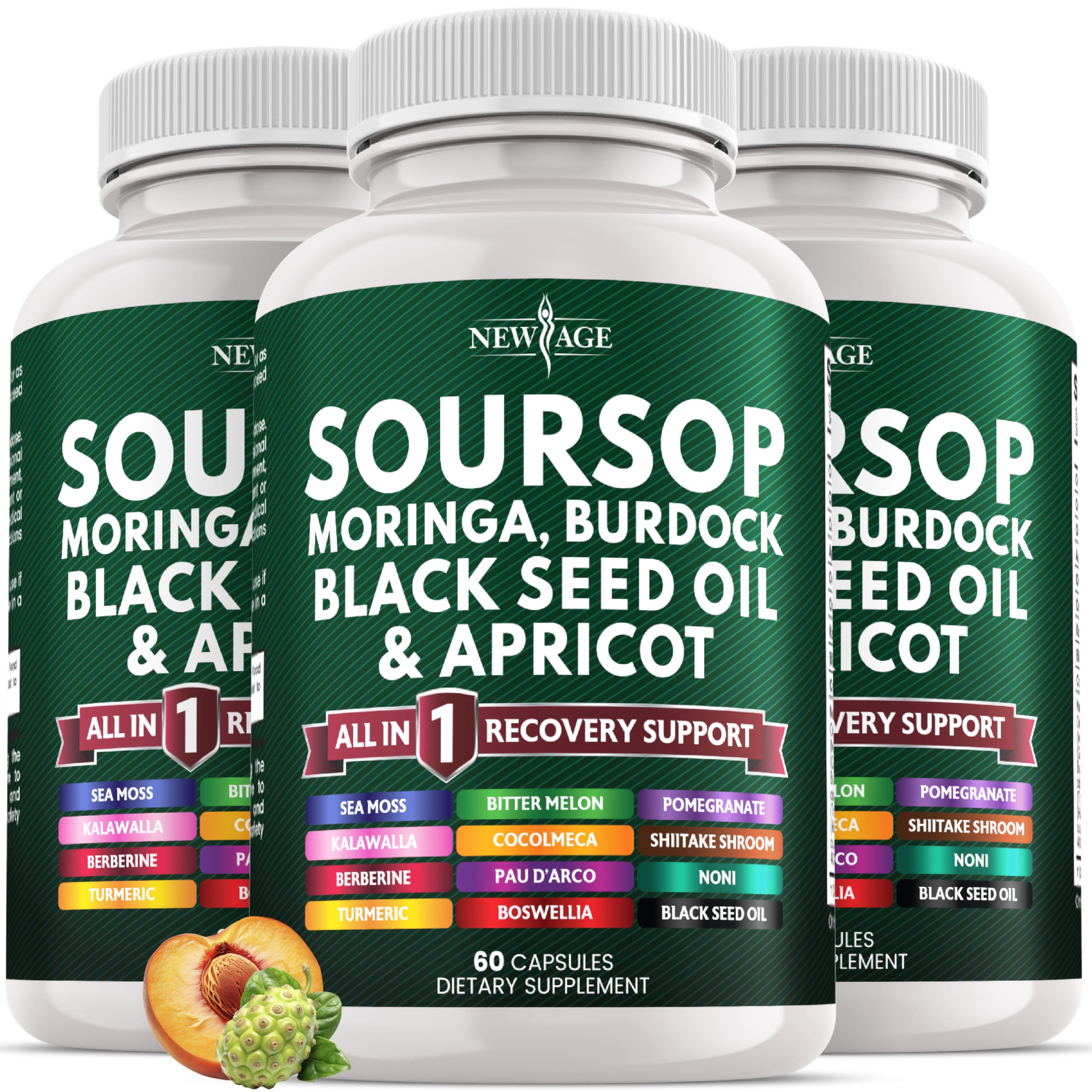 NEW AGE Soursop Supplement Superfood 60 Capsules front view