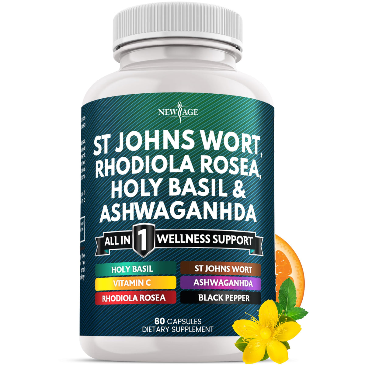 NEW AGE St. John's Wort & Rhodiola Capsules front view