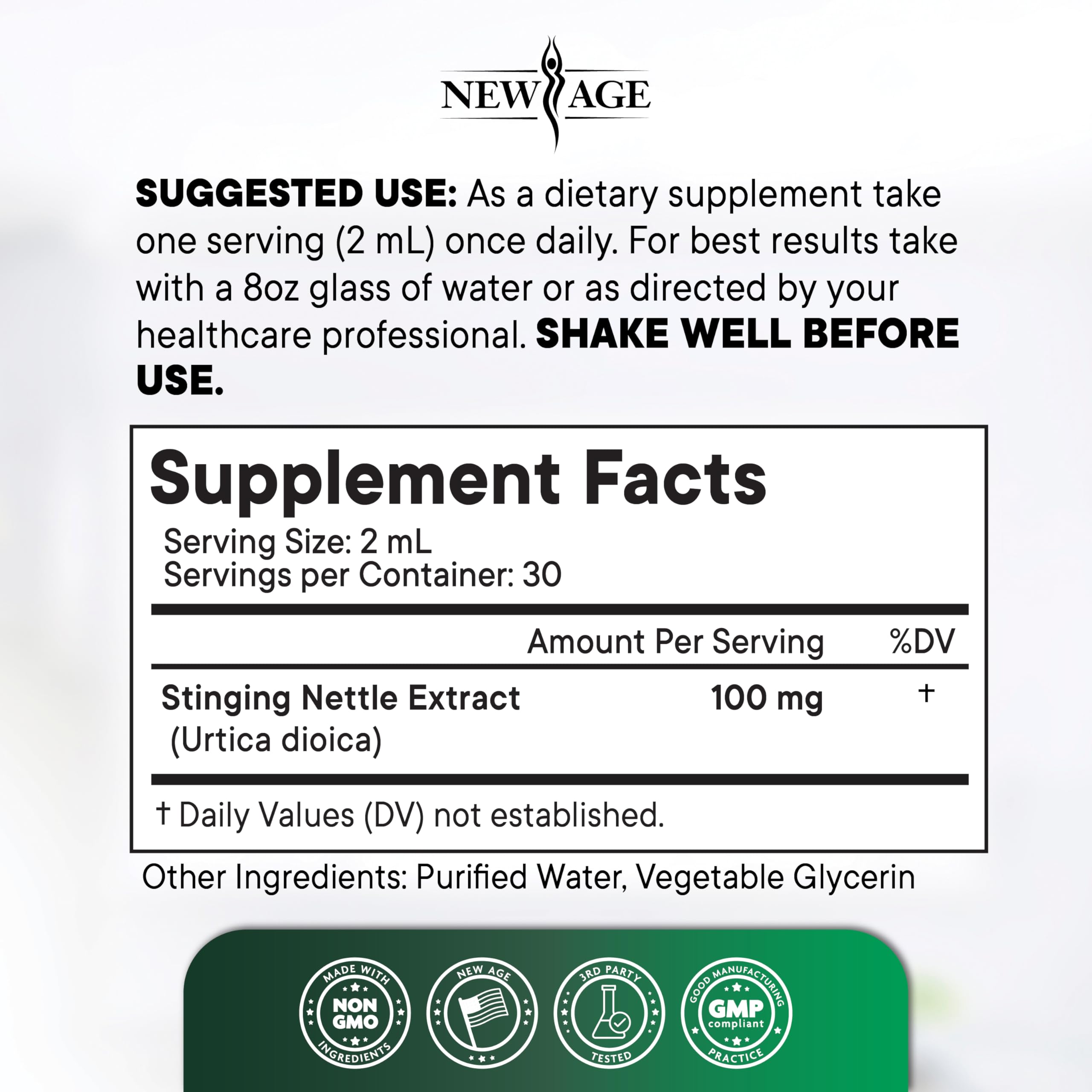 NEW AGE Stinging Nettle Root Tincture packaging with label