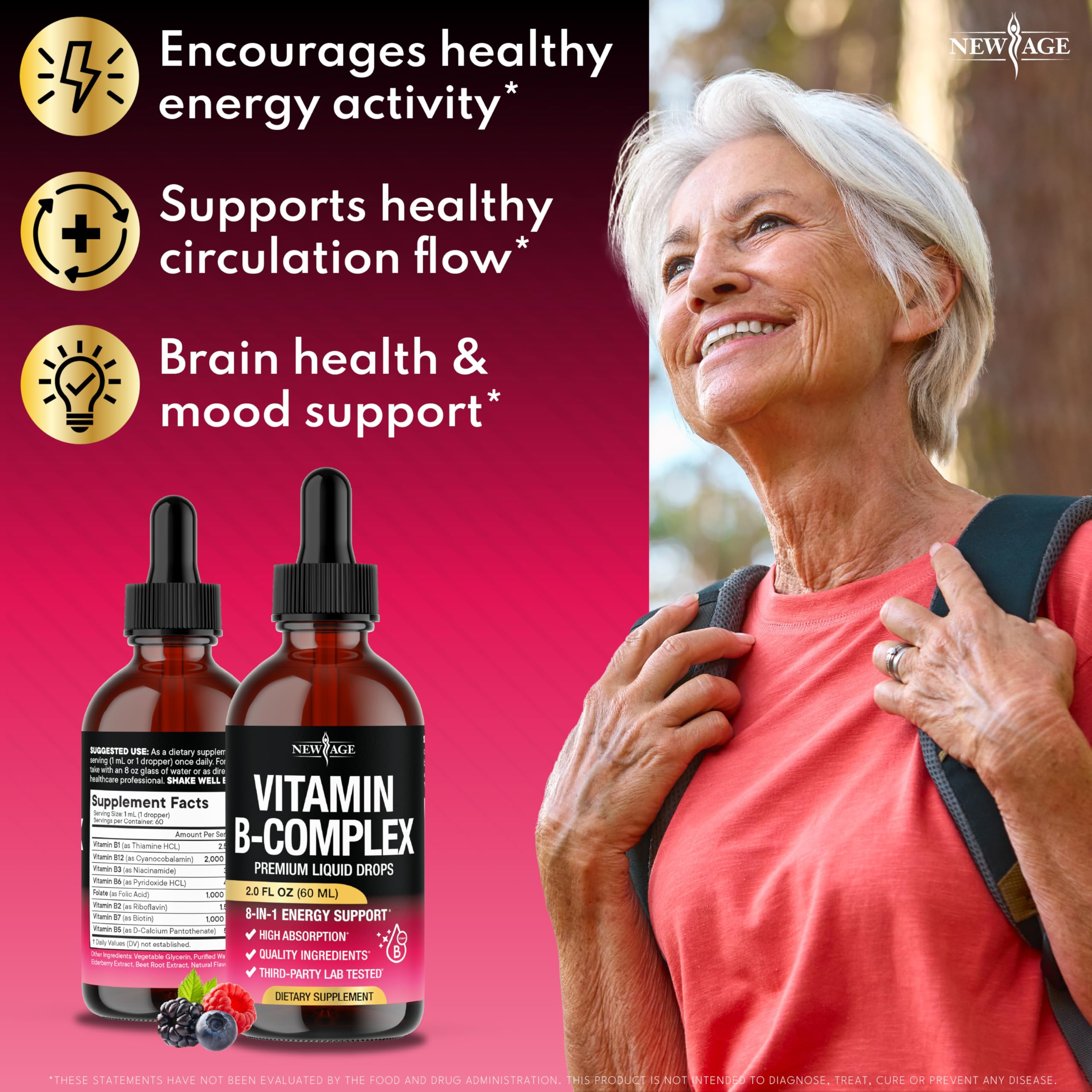 NEW AGE Sublingual B Complex Drops 2 oz back view