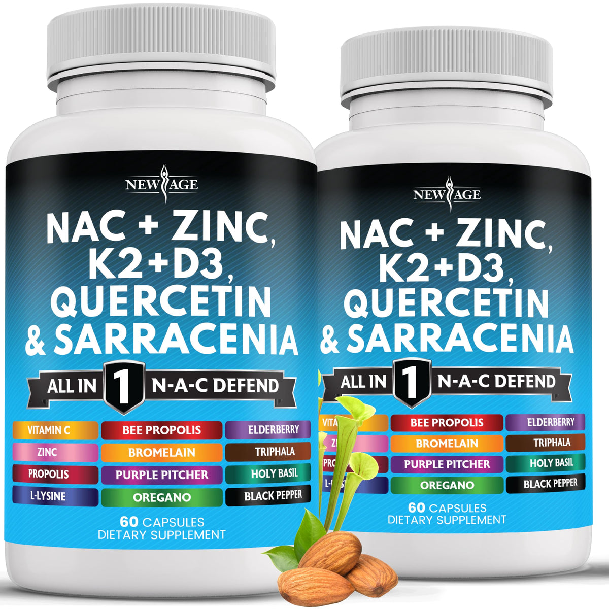 NEW AGE Triphala NAC Supplement Capsules bottle front view