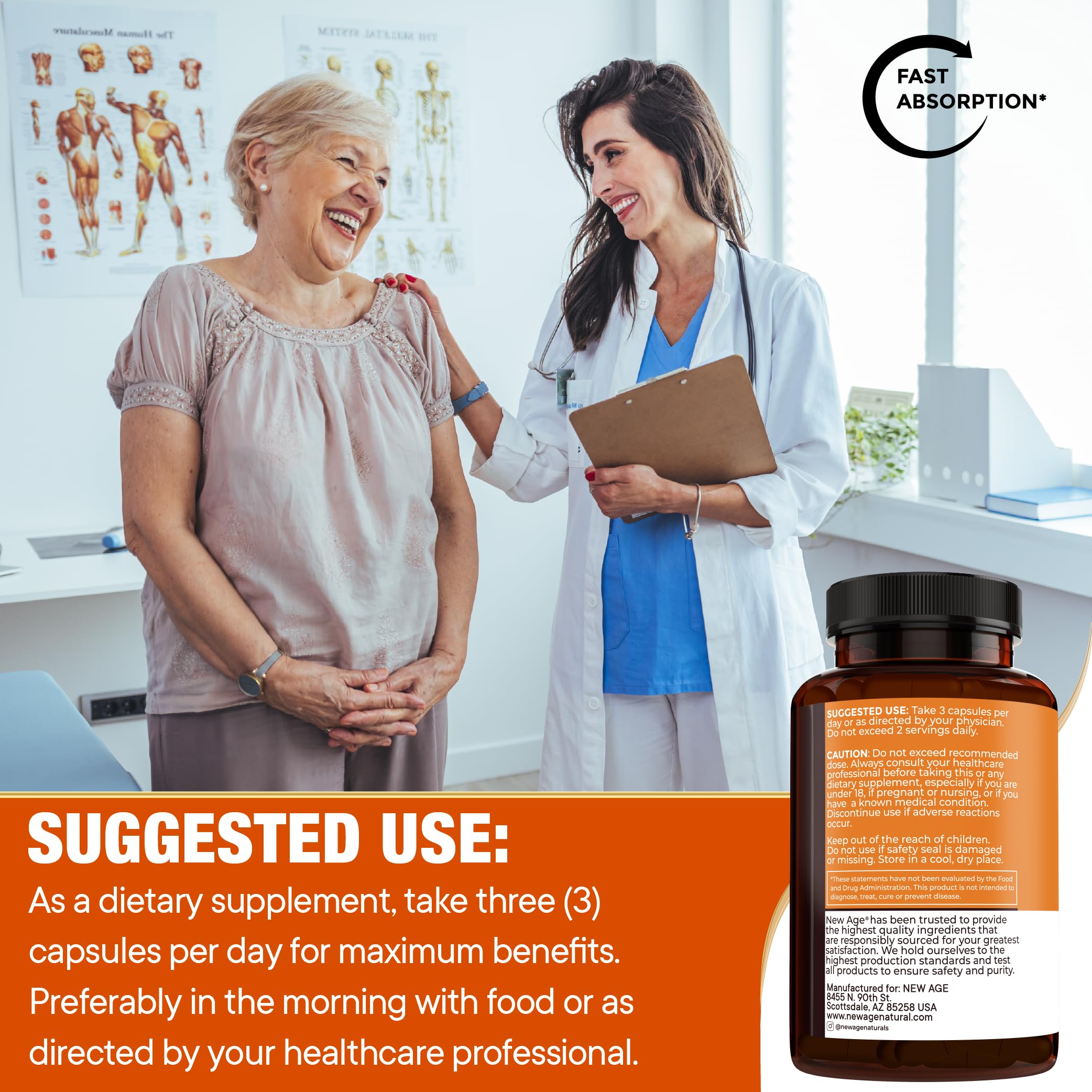 NEW AGE Turmeric Capsules lifestyle scene on kitchen counter