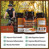 NEW AGE Turmeric Curcumin 1500mg capsules on a wooden surface