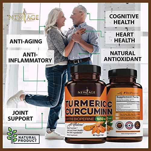 NEW AGE Turmeric Curcumin 1500mg capsules side view