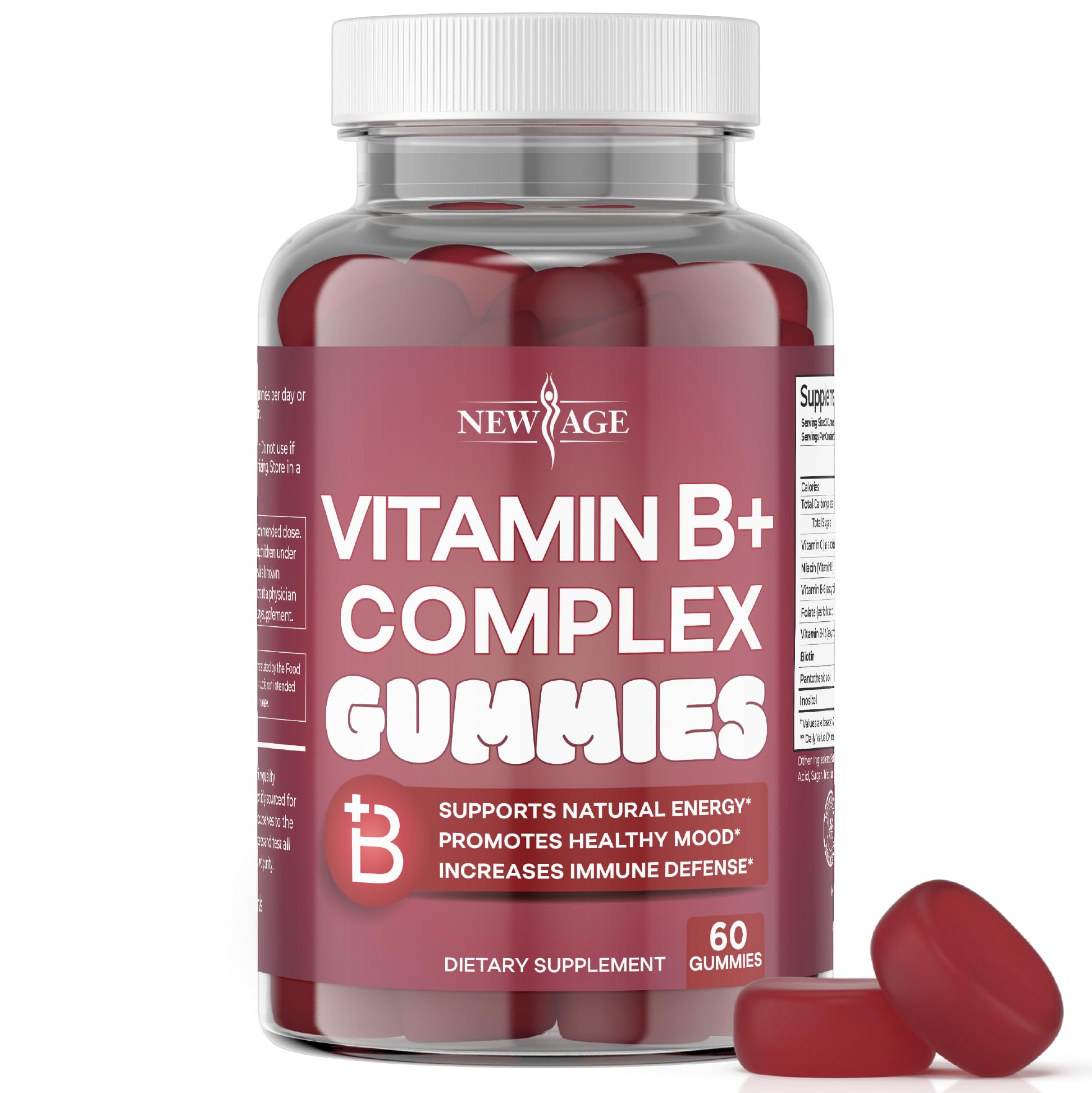 NEW AGE Vitamin B+ Gummies front view with berry flavour