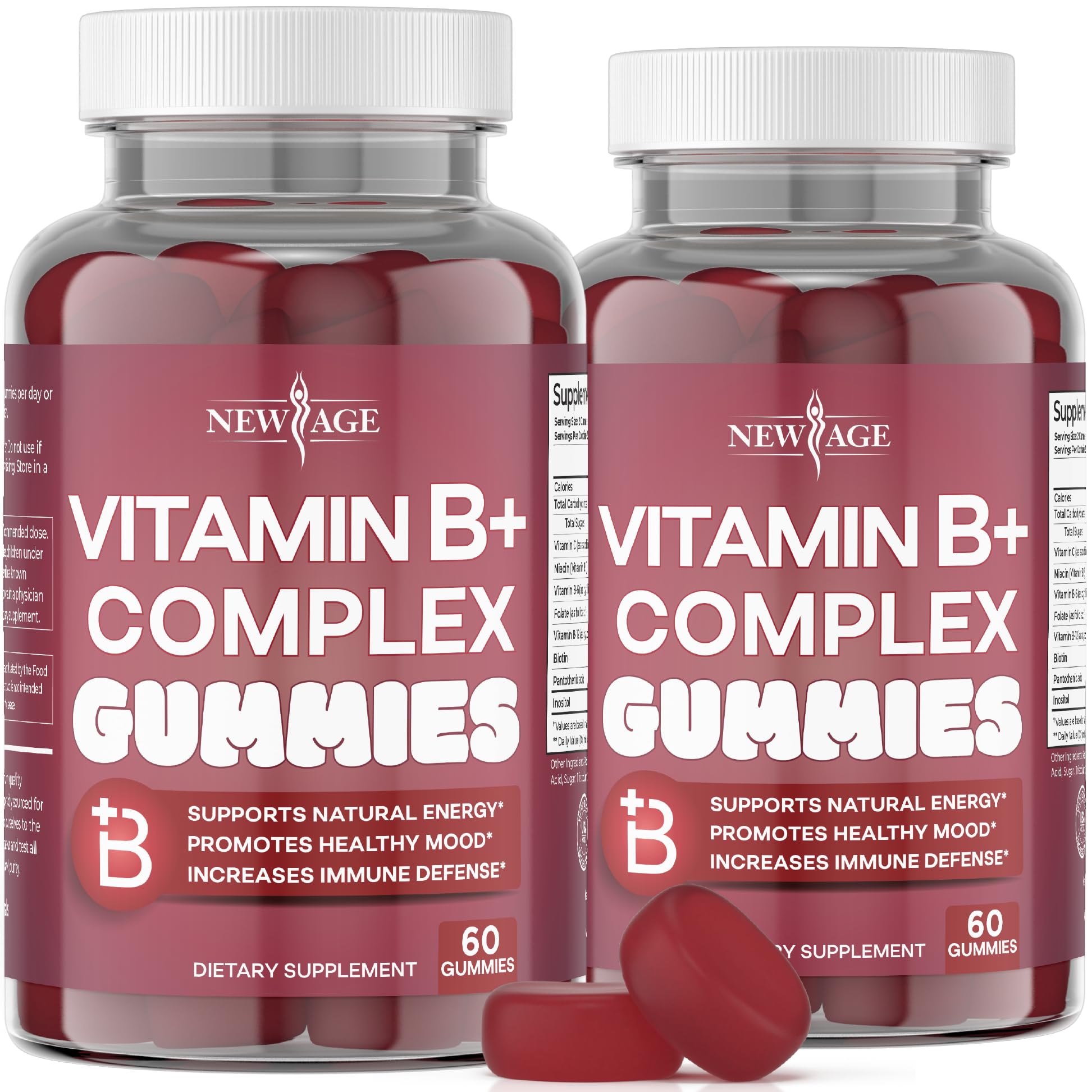 NEW AGE Vitamin B+ Gummies front view with berry flavour