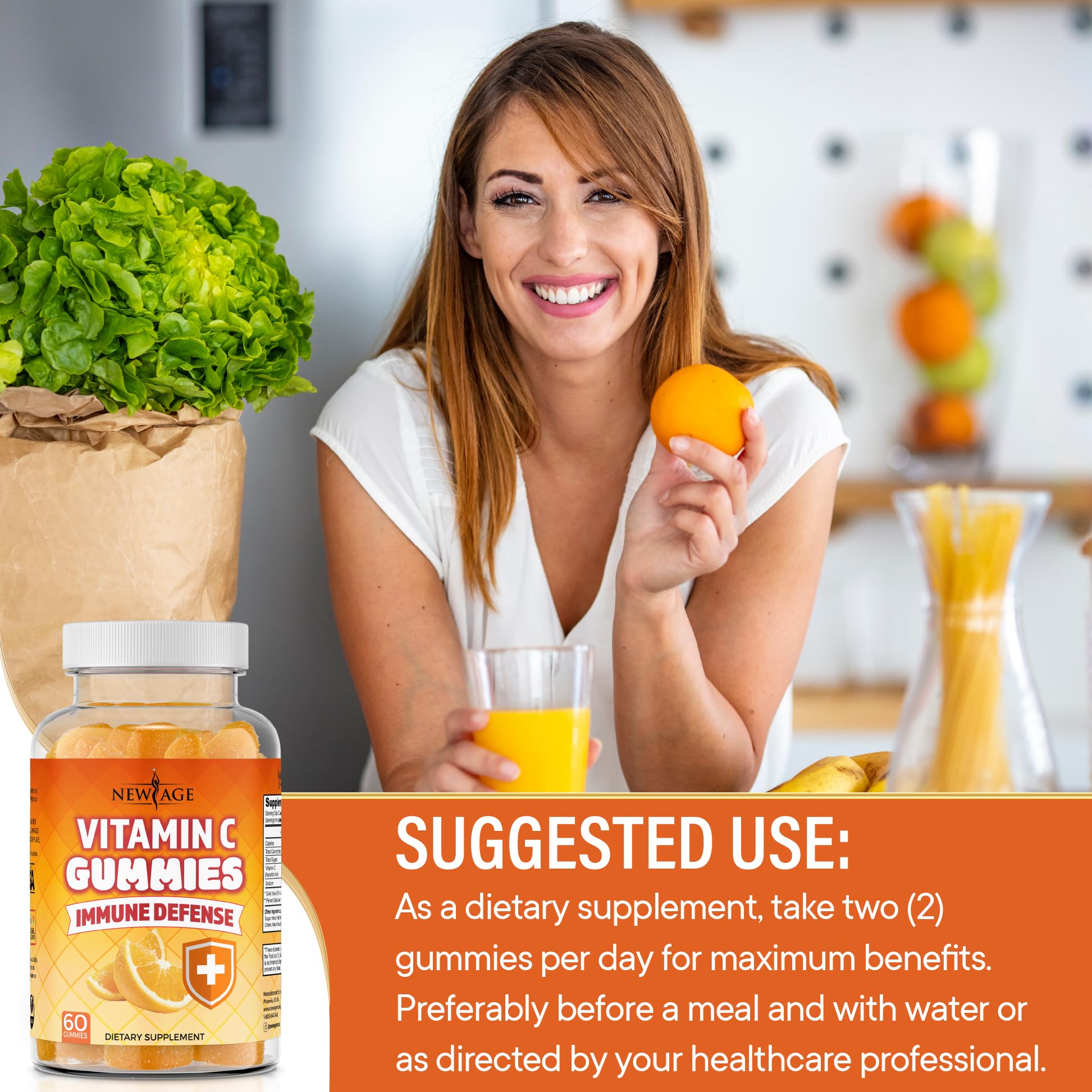NEW AGE Vitamin C Gummies back view of packaging