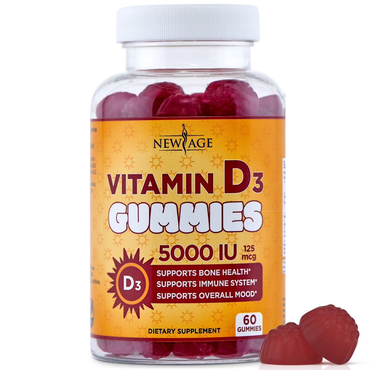NEW AGE Vitamin D3 Gummies 5000 IU front view