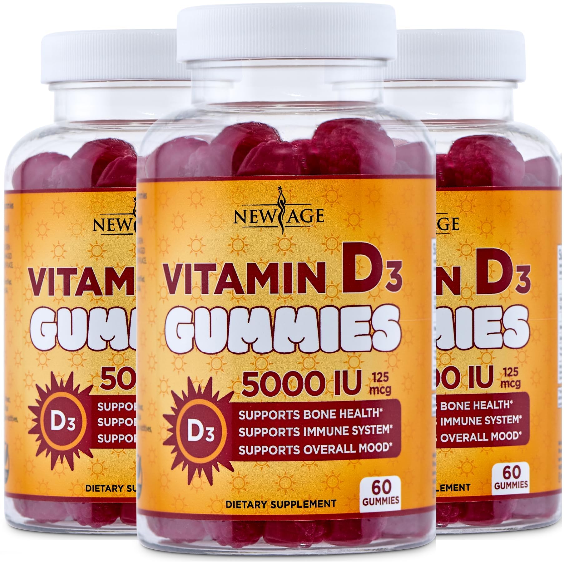 NEW AGE Vitamin D3 Gummies 5000 IU front view
