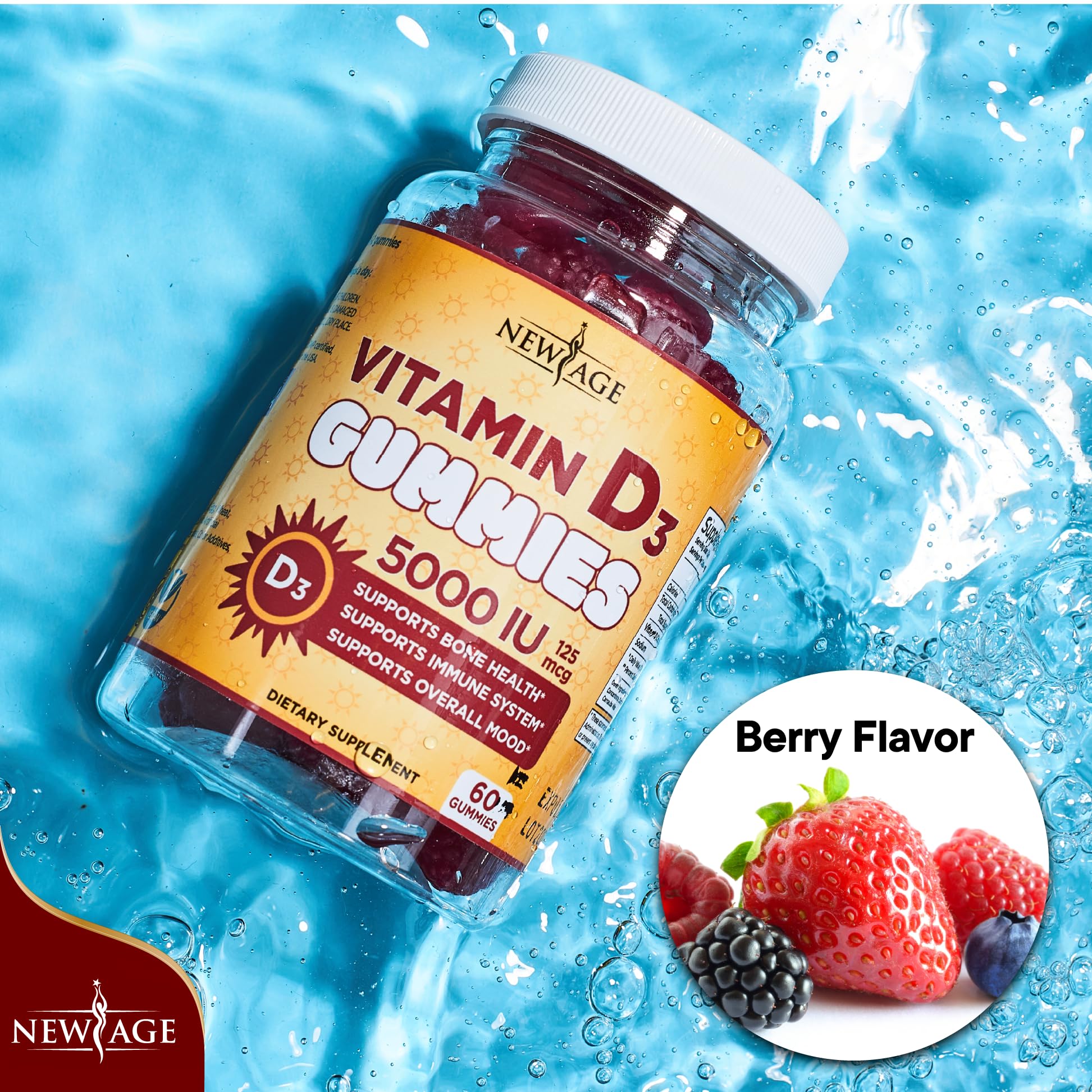 NEW AGE Vitamin D3 Gummies 5000 IU serving suggestion