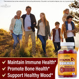 NEW AGE Vitamin D3 Gummies 5000 IU with fruit background