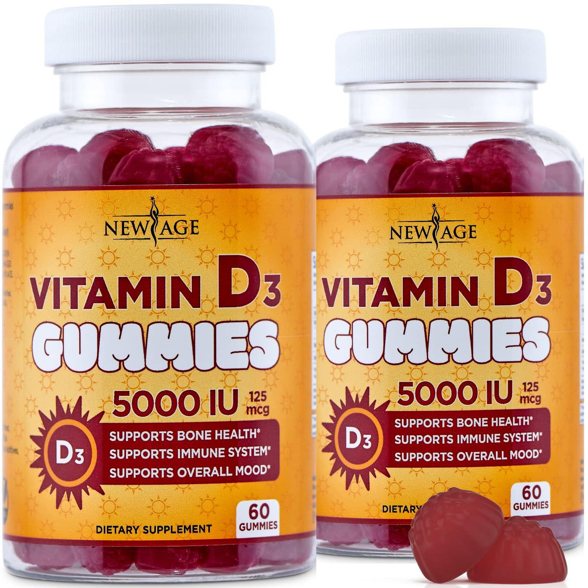 NEW AGE Vitamin D3 Gummies front view with packaging