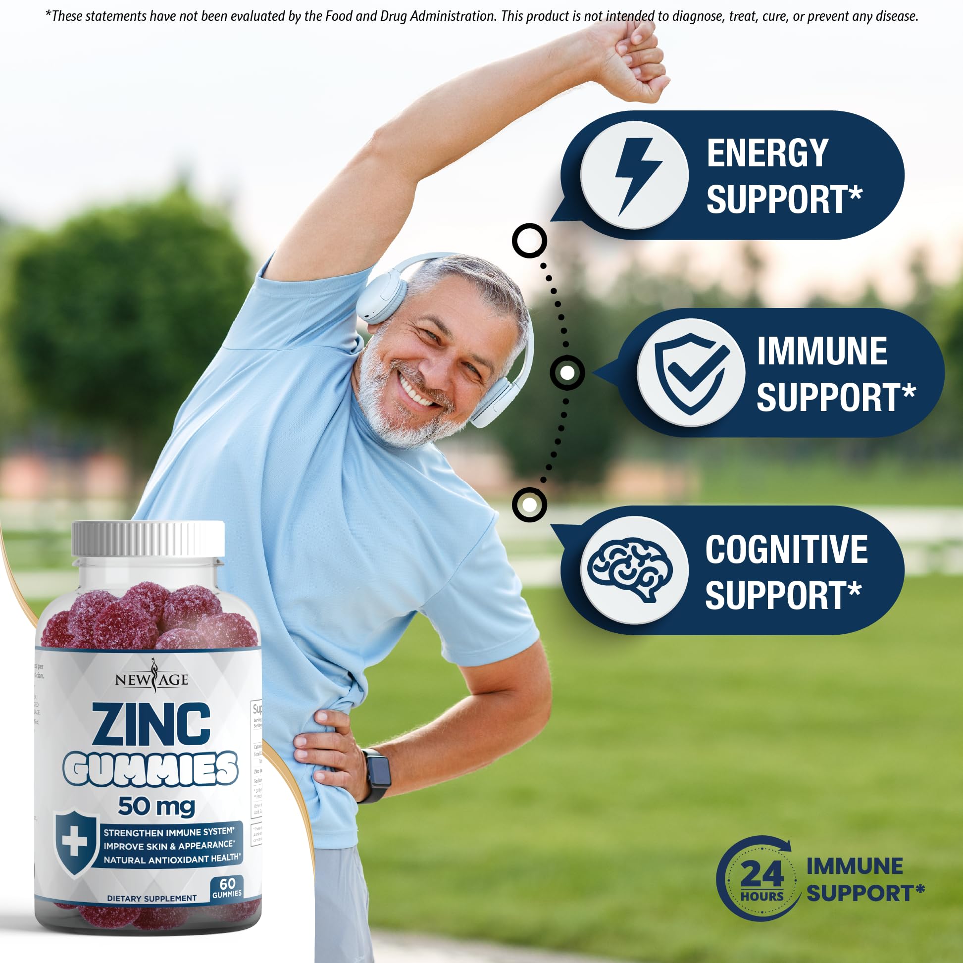 NEW AGE Vitamin D3 Gummies lifestyle scene with fruits