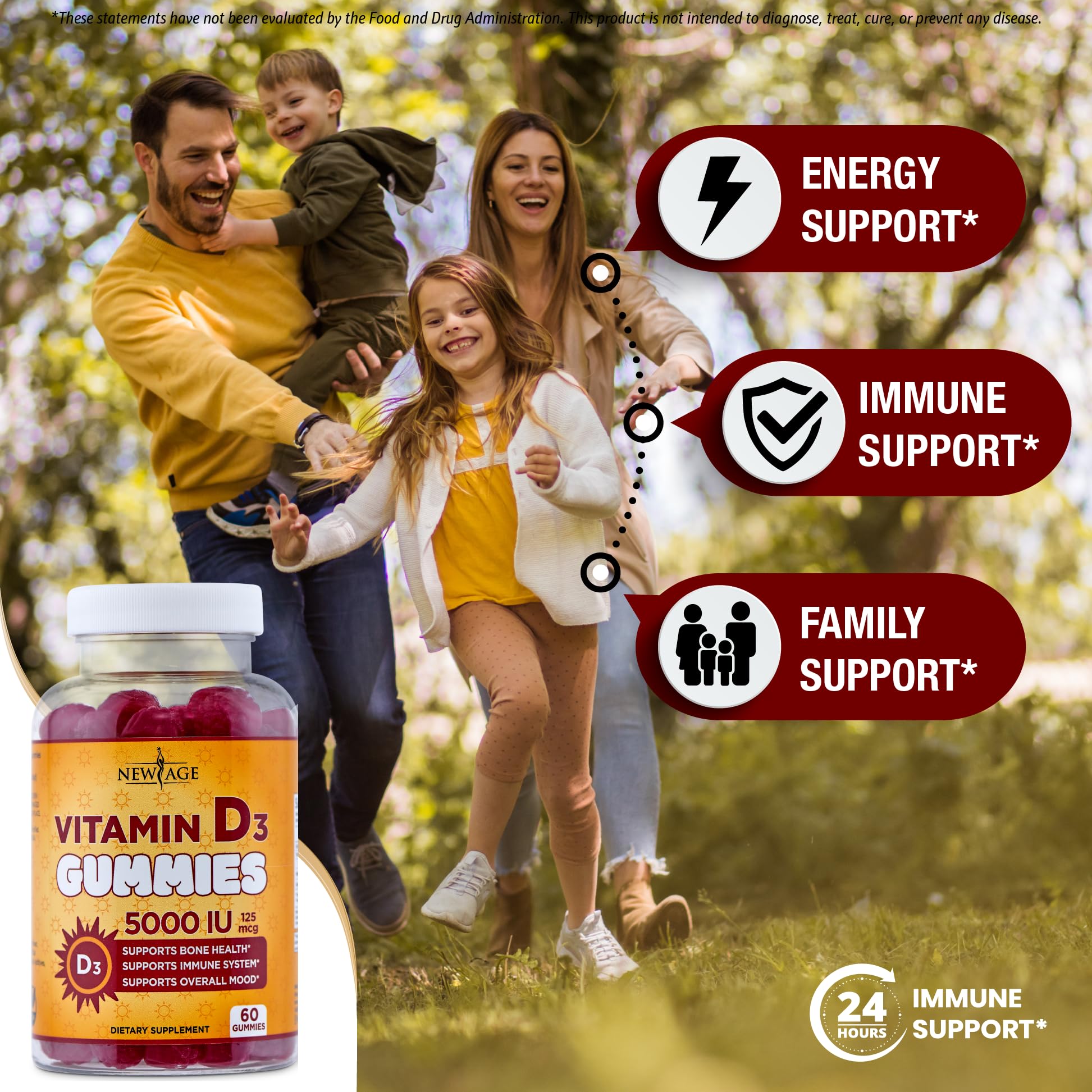 NEW AGE Vitamin D3 Gummies side view of container