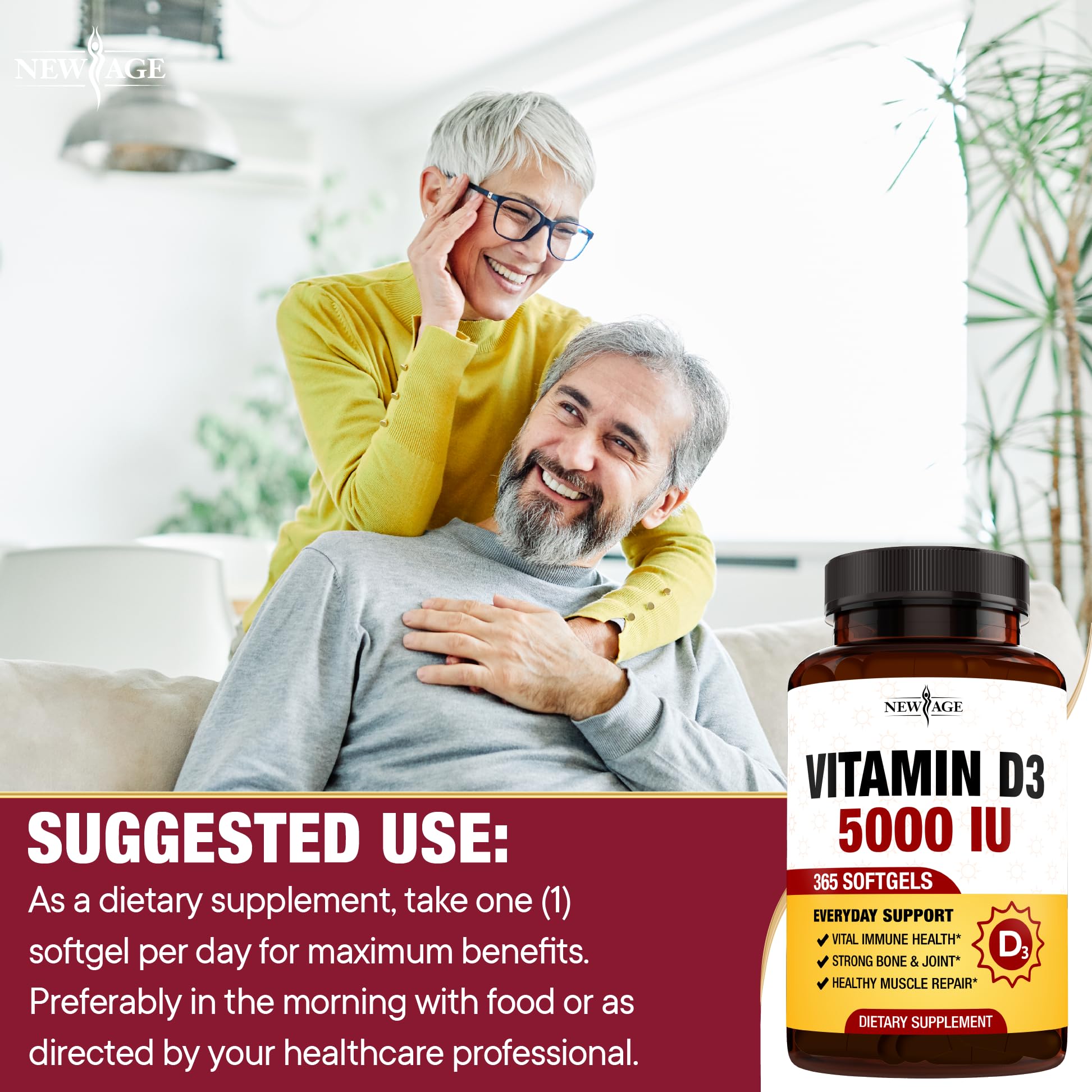 NEW AGE Vitamin D3 Gummies side view showing softgel shape