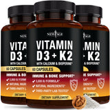 NEW AGE Vitamin K2 + D3 Capsules 60 count front view
