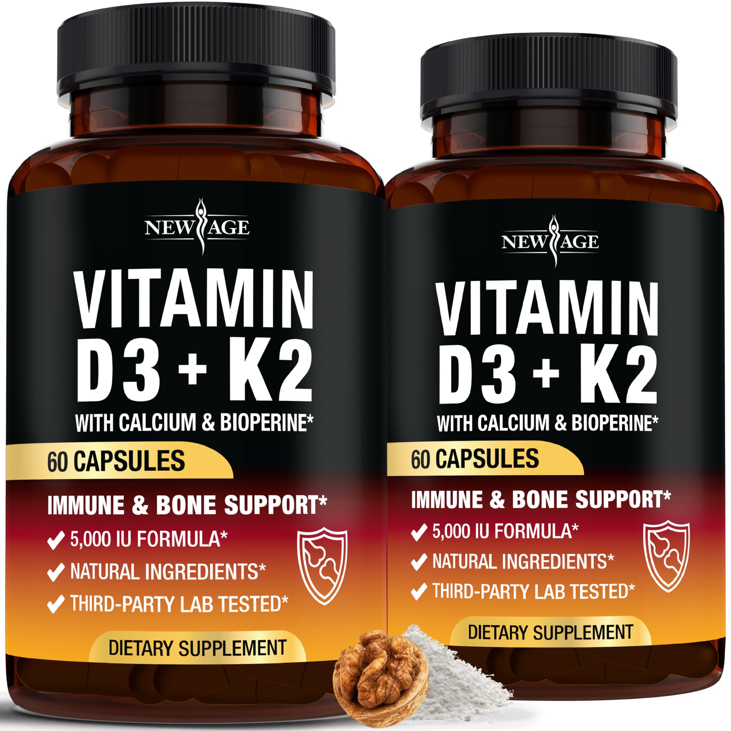 NEW AGE Vitamin K2 + D3 Capsules front view