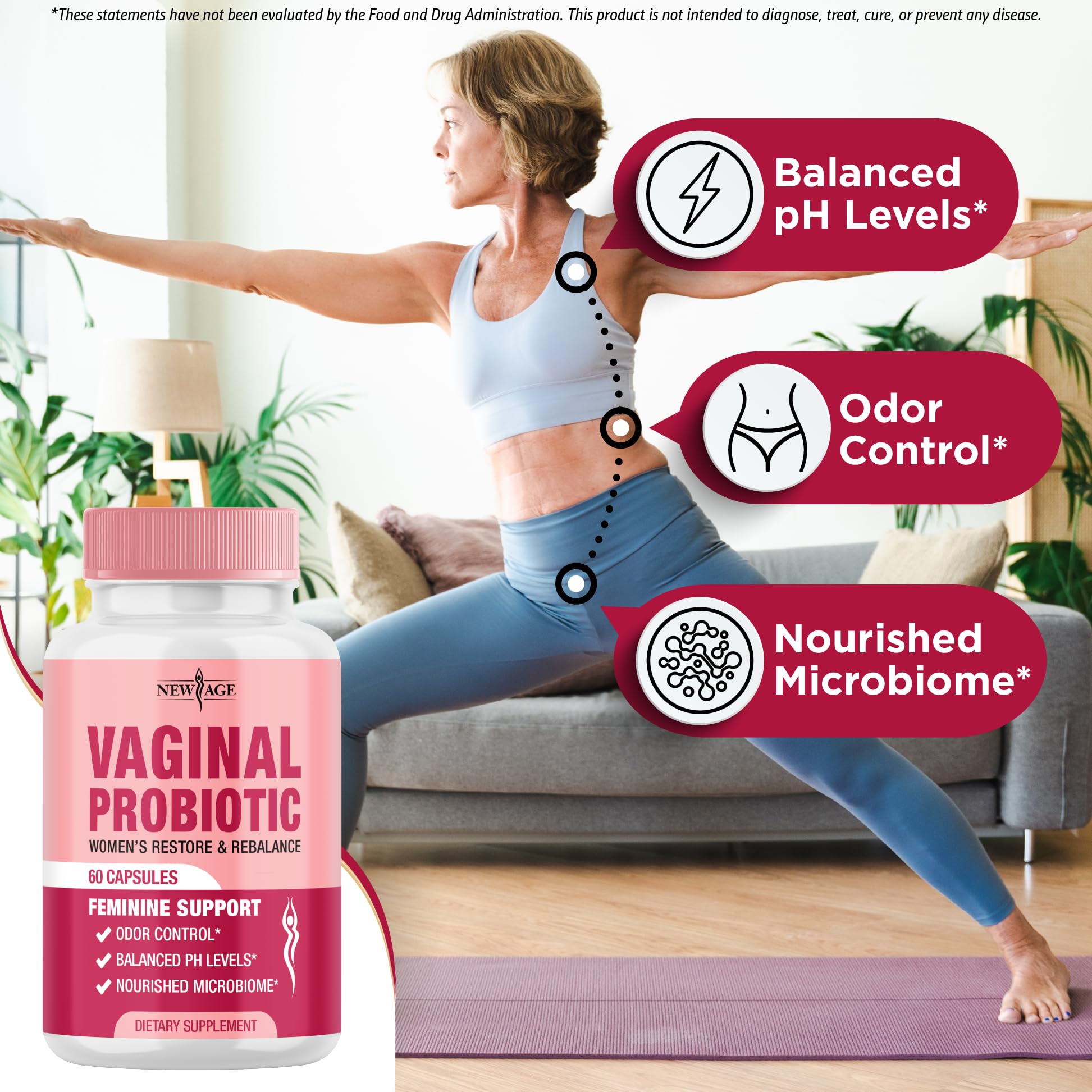 NEW AGE Women's Vaginal Probiotic 90 capsules with cranberry extract