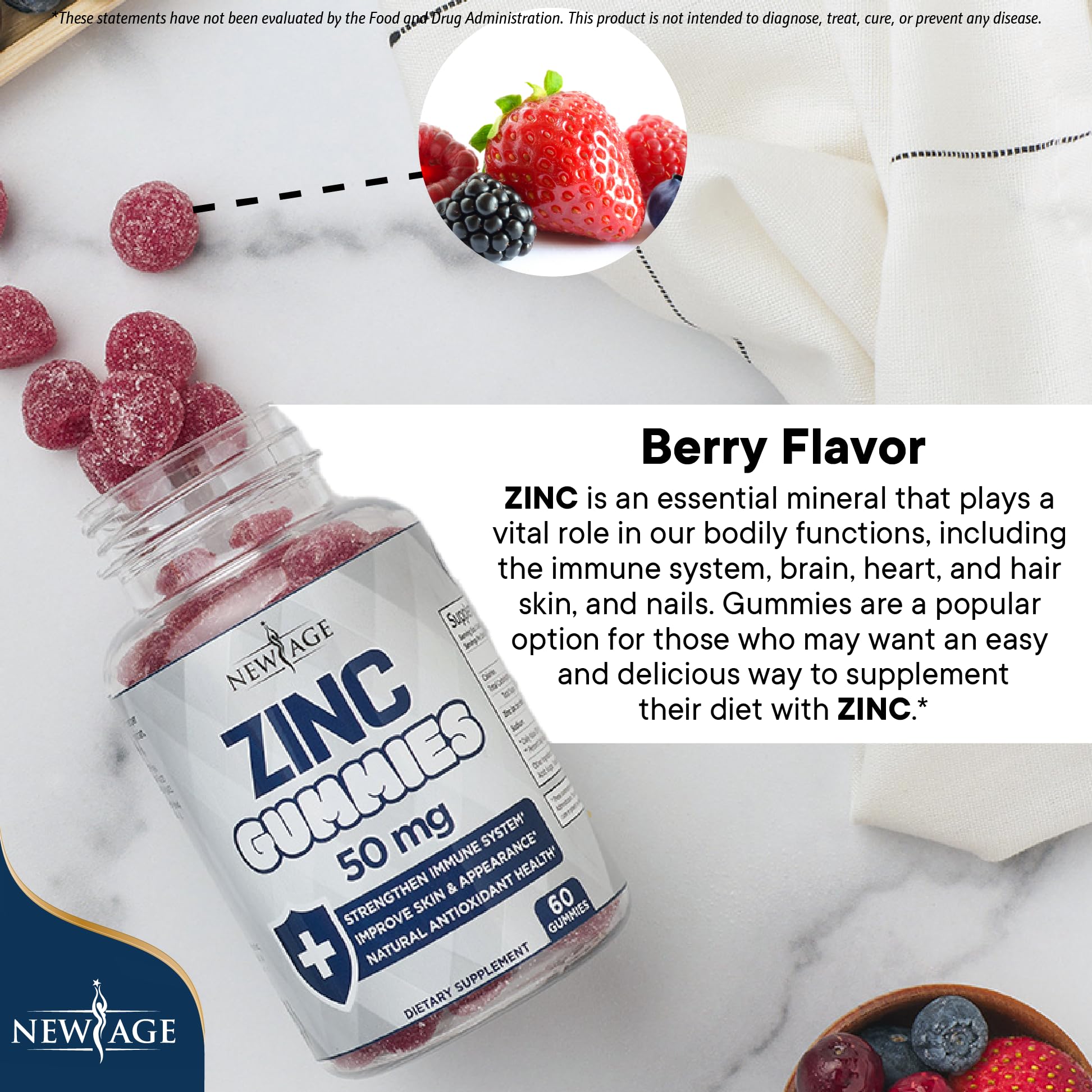 NEW AGE Zinc Gummies with a measuring spoon