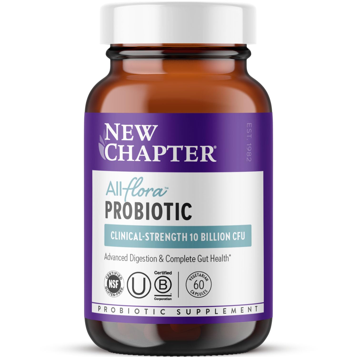 New Chapter All-Flora Probiotic 10 Billion CFU capsule bottle front view