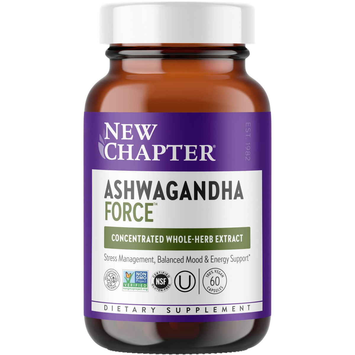 New Chapter Ashwagandha Force 60 Capsules front view