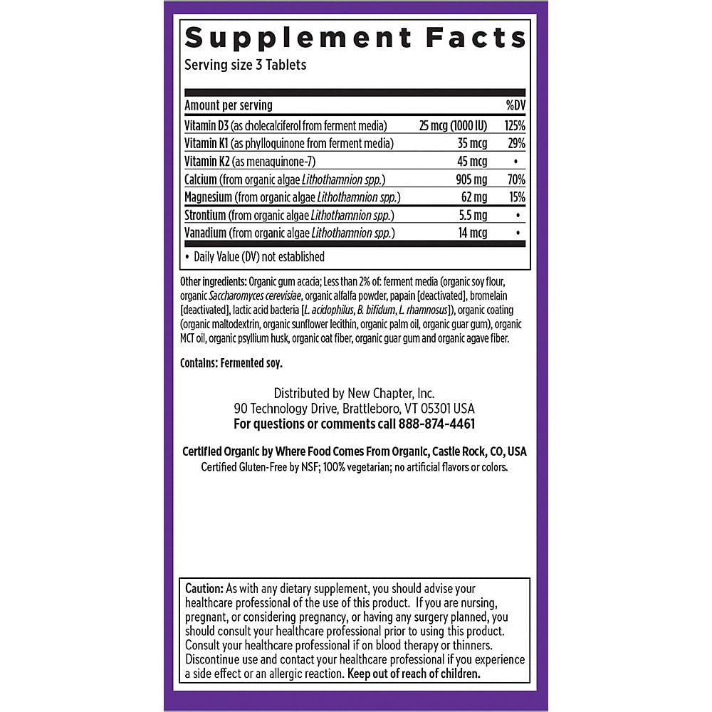 New Chapter Calcium Supplement bottle with label details