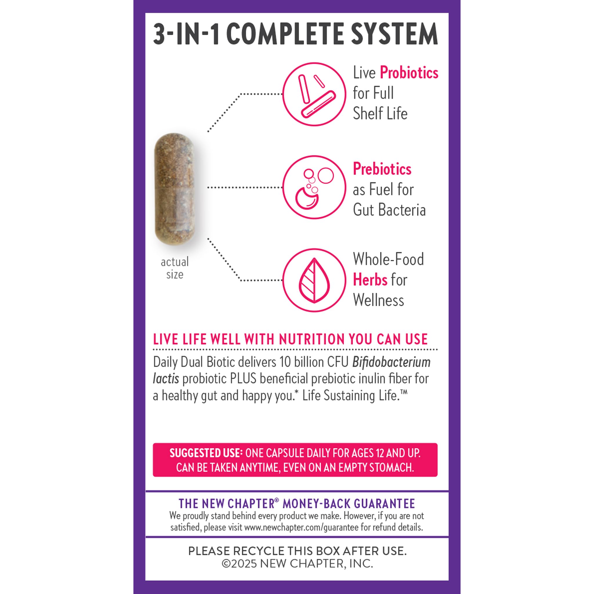 New Chapter Daily Dual Biotic Probiotic Capsules on a kitchen counter