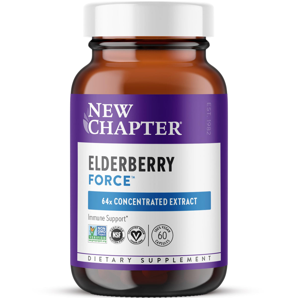 New Chapter Elderberry Force 64x concentrated supplement front view