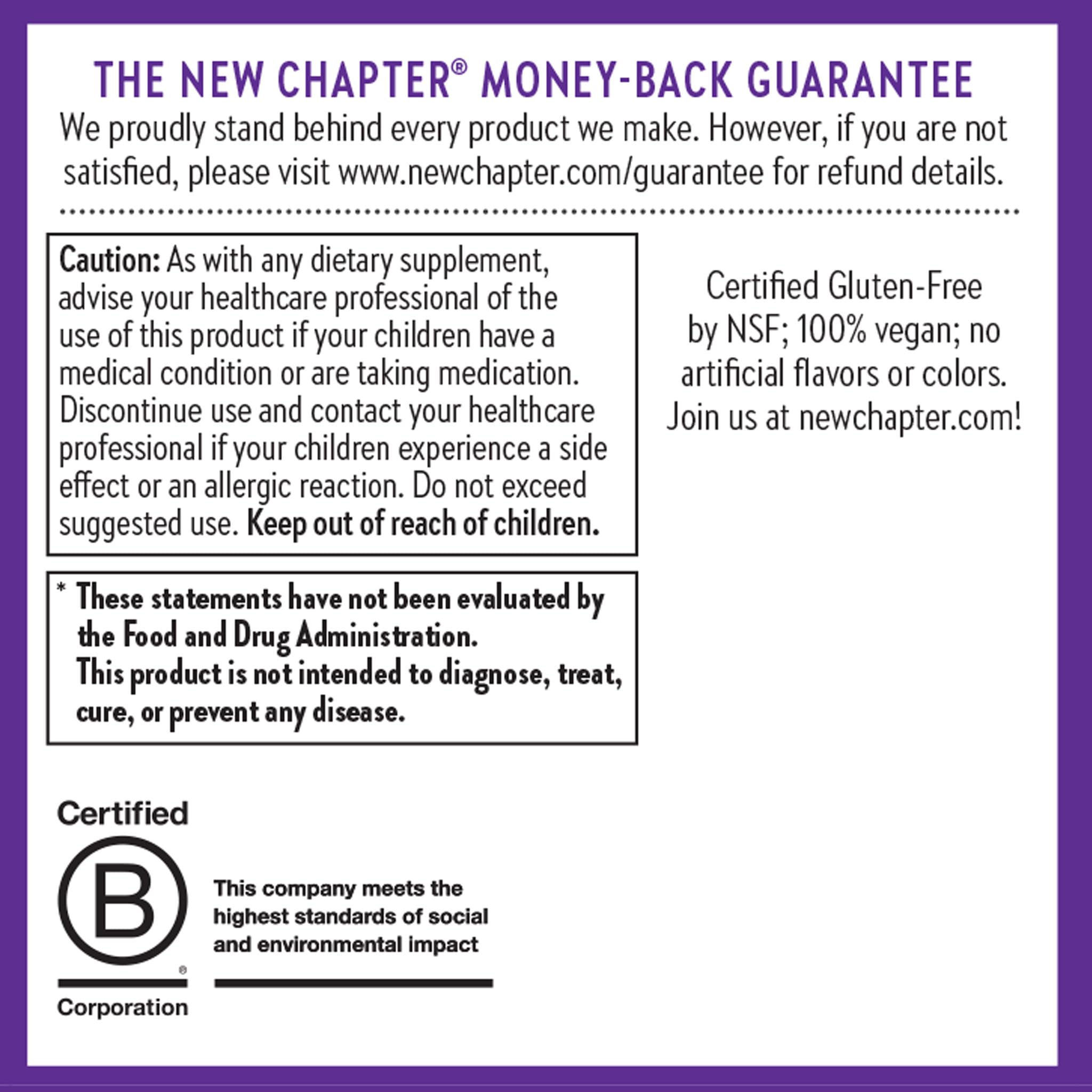New Chapter Elderberry Gummies for Kids back view packaging