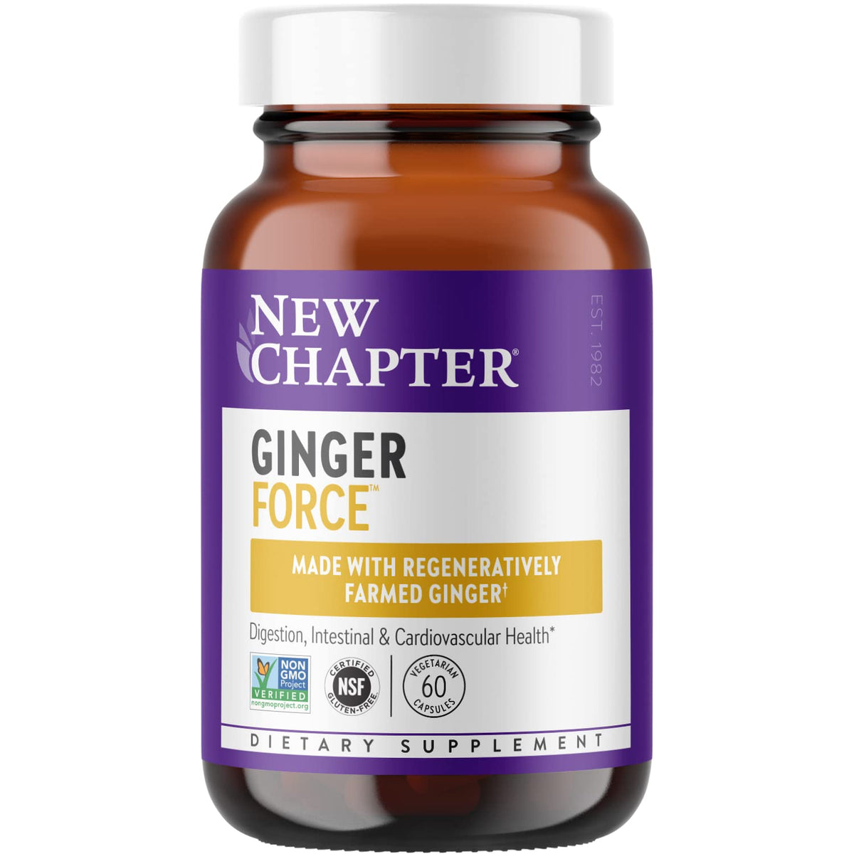 New Chapter Ginger Force 1848mg herbal supplement capsules front view