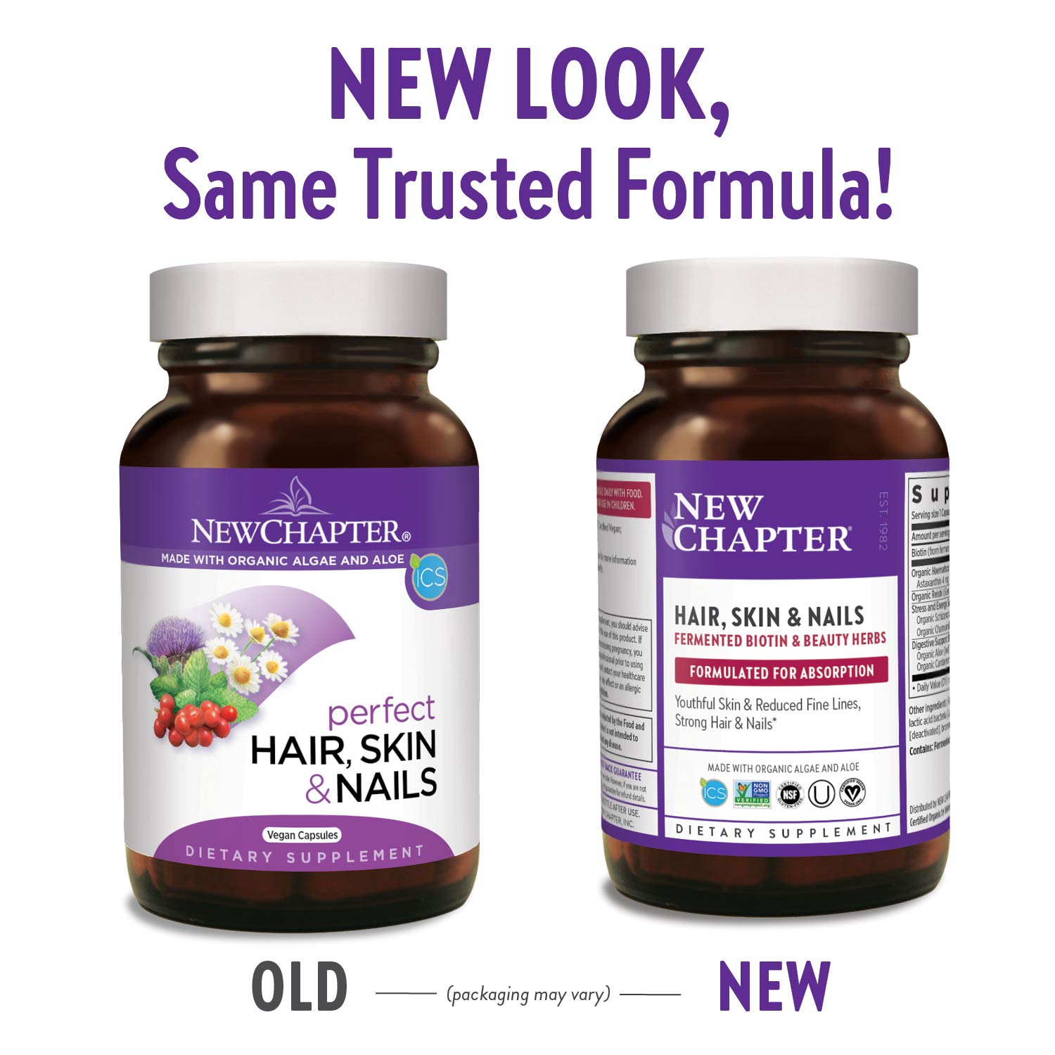 New Chapter Hair Skin & Nails Vitamins side view of packaging