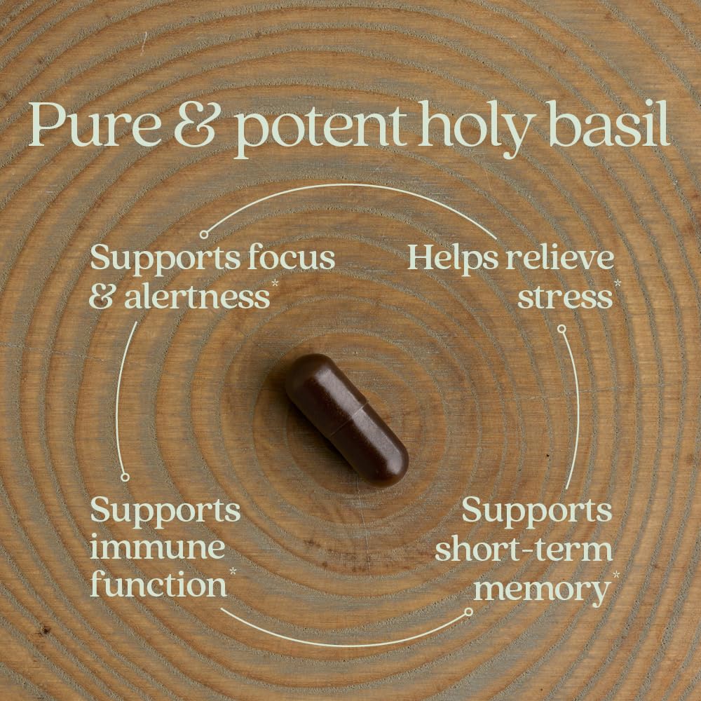New Chapter Holy Basil Capsules in packaging on a table