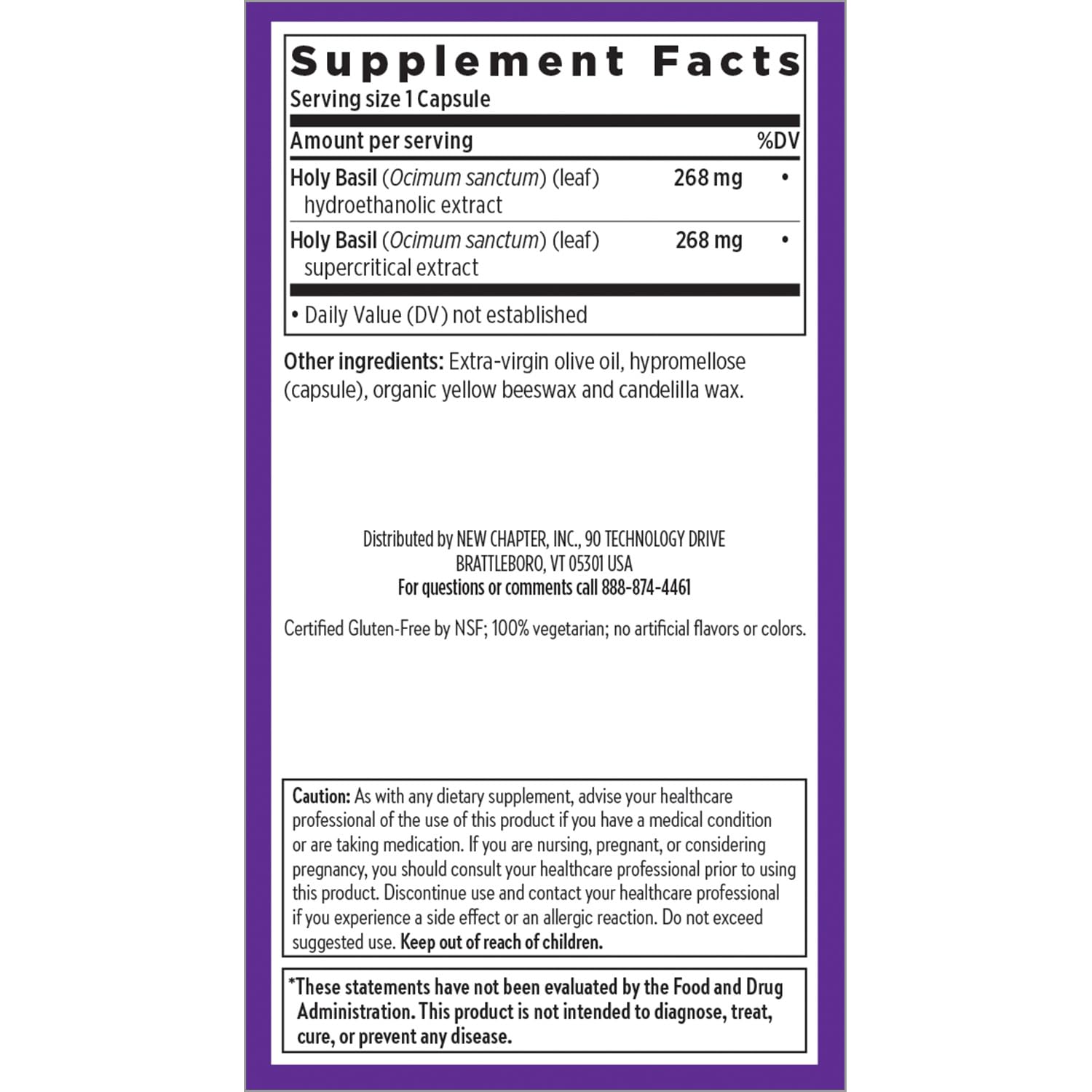 New Chapter Holy Basil Capsules with a measuring spoon
