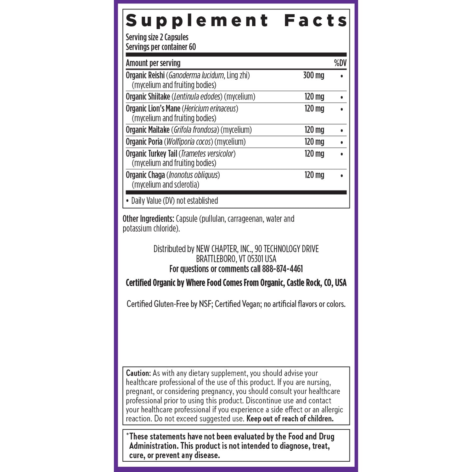 New Chapter Organic Reishi Mushroom Supplement bottle on a table