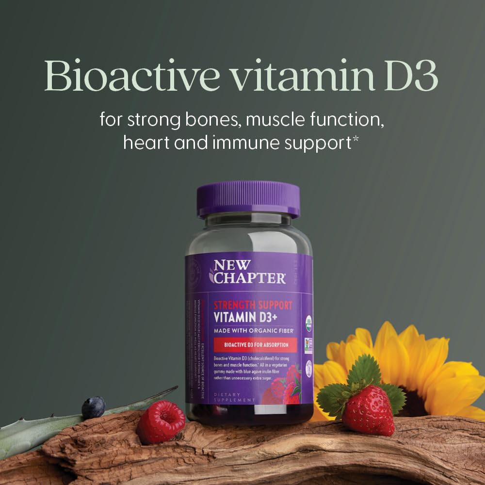 New Chapter Organic Vitamin D Gummies side view with package dimensions