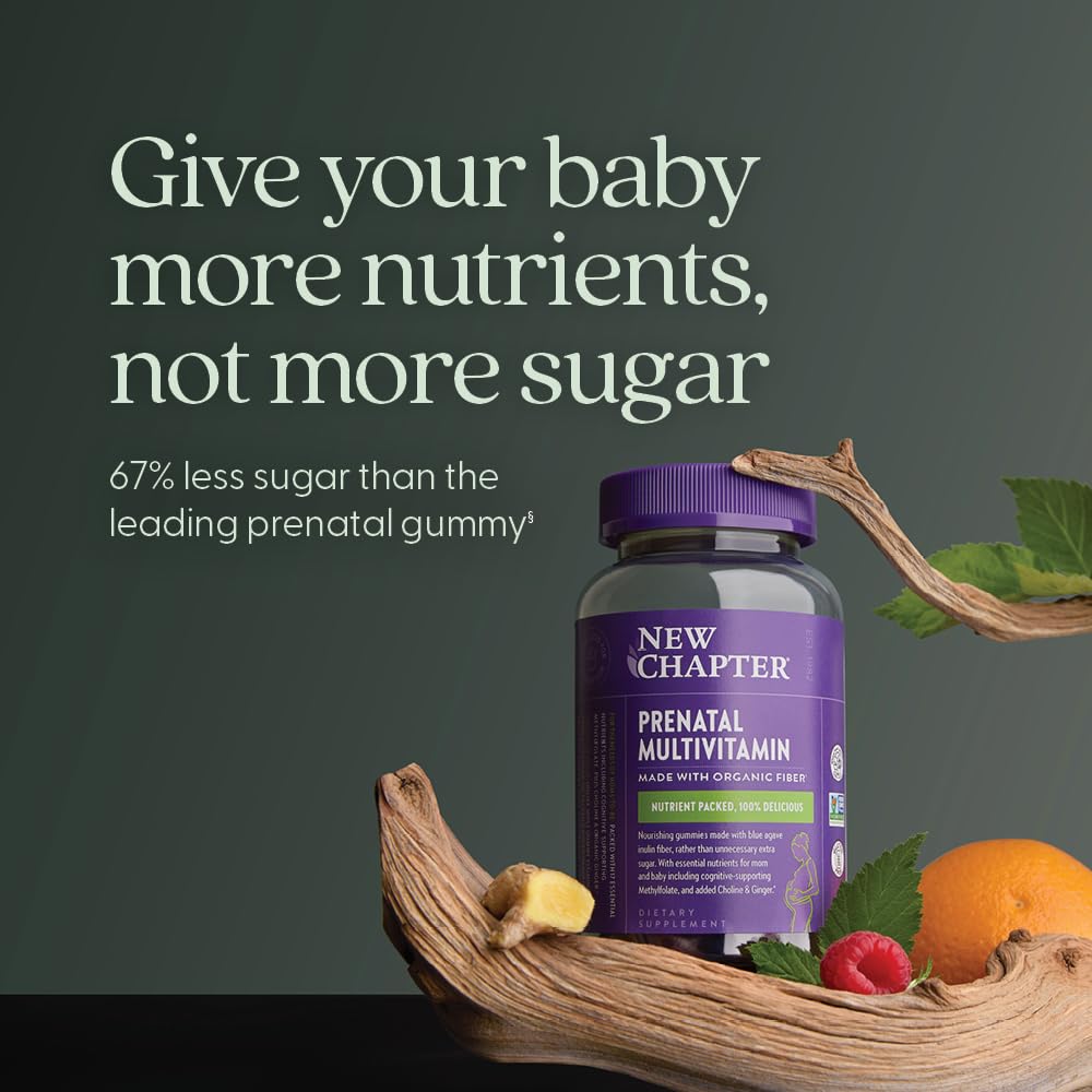 New Chapter Prenatal Gummy Vitamins 3-a-Day back view with ingredient list
