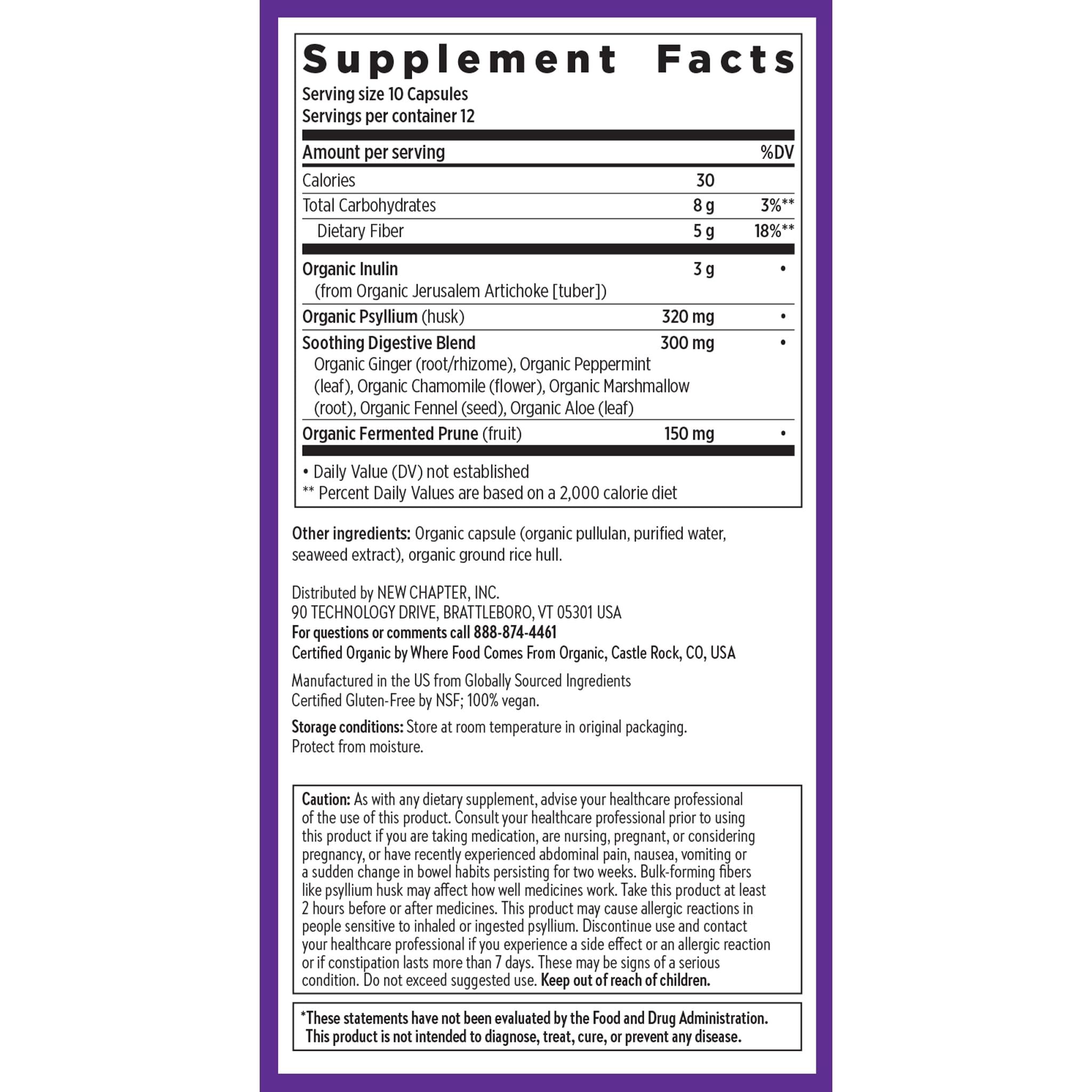 New Chapter Probiotic Triple-Fiber Blend 227g with herbs and ingredients