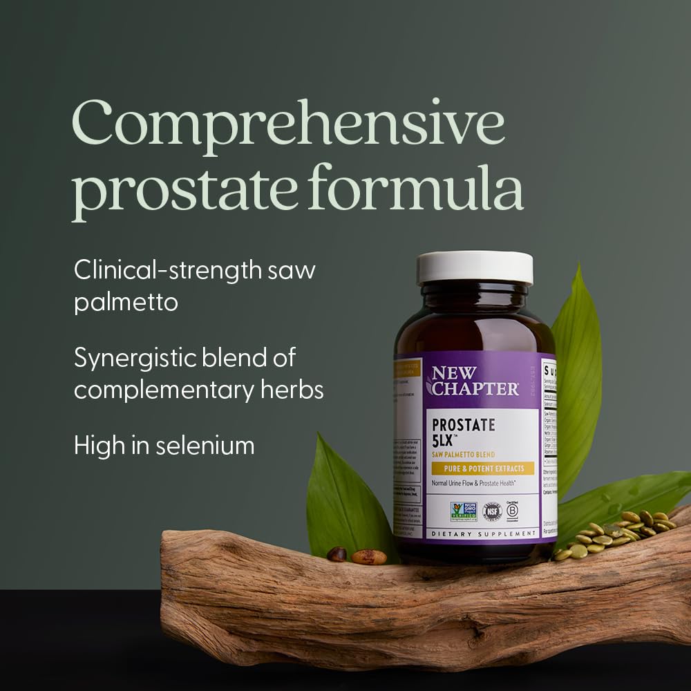 New Chapter Prostate 5LX supplement displayed with herbal ingredients