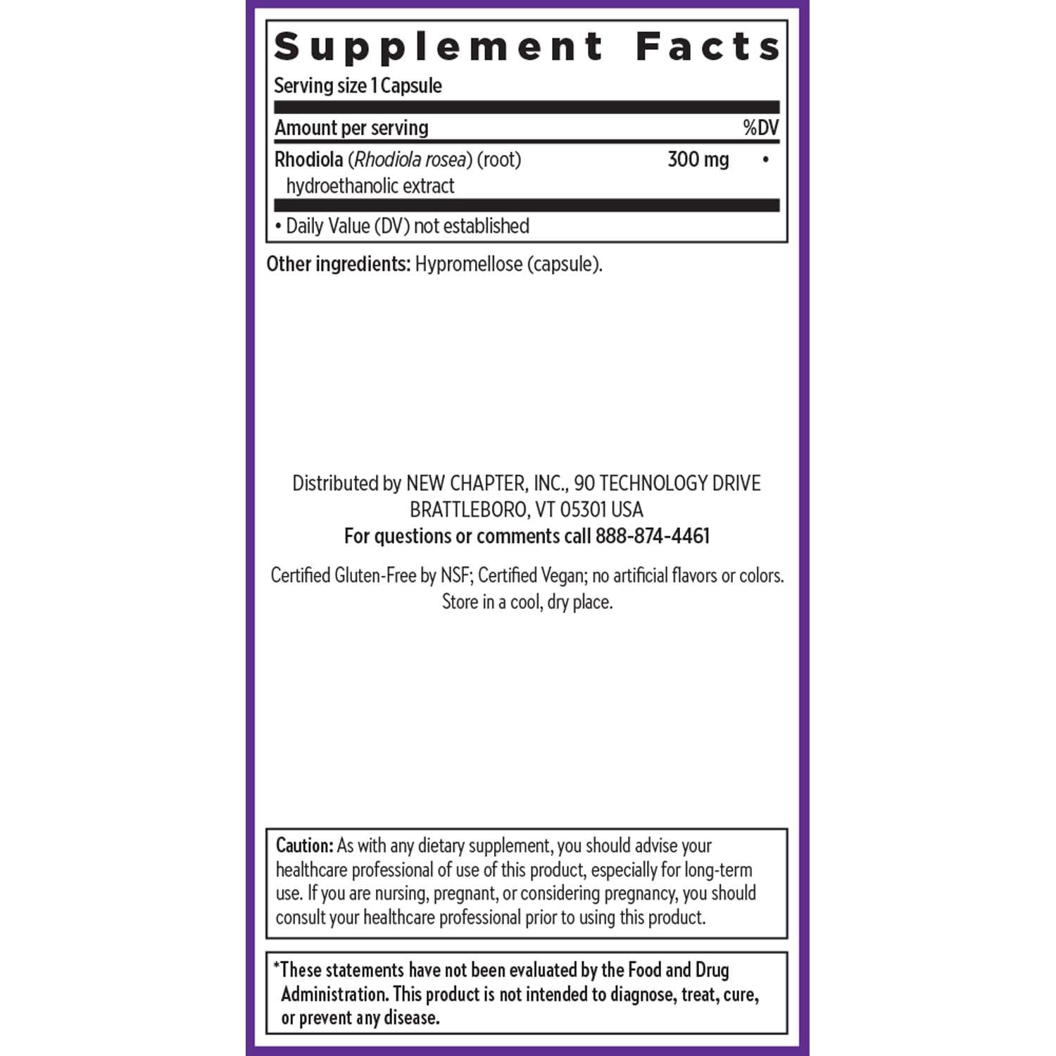 New Chapter Rhodiola Force 300mg capsules bottle opened