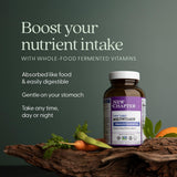 New Chapter Tiny Tabs Multivitamin lifestyle scene with fresh vegetables