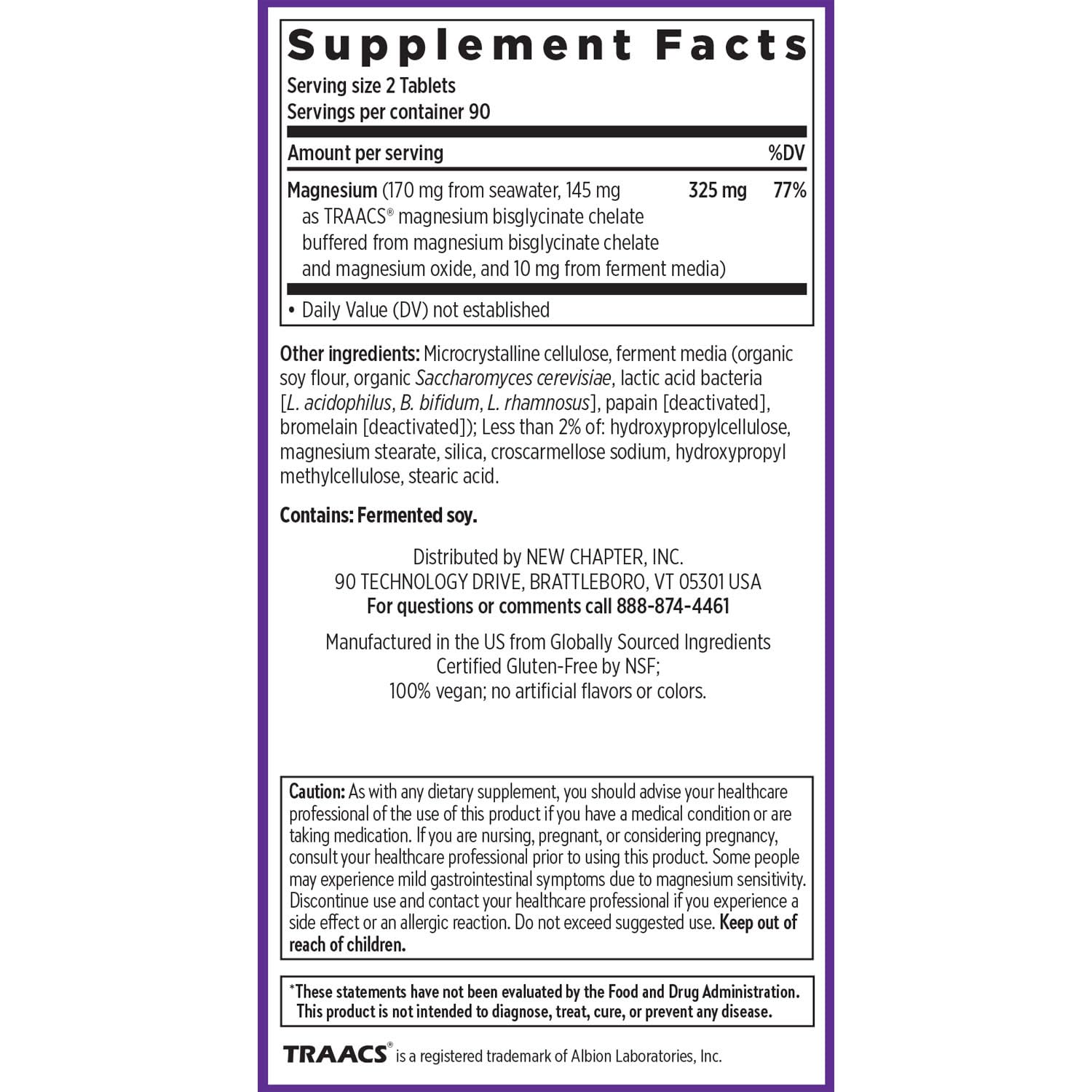 New Chapter Triple Magnesium Complex 325mg with ingredients list